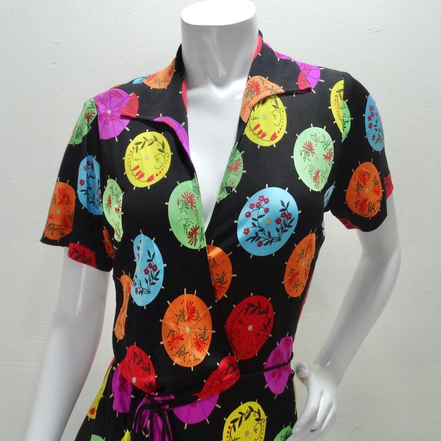 Adorable Todd Oldham wrap dress circa 1990s! This dress is sooo reminiscent of the 1990's, perfect for anyone looking to cue the nostalgia with a piece that's still versatile enough to be modernized with styling. Classic wrap dress style featuring