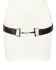 1990's Tom Ford for Gucci Chocolate Brown Leather Silver Horse Bit Buckle Belt