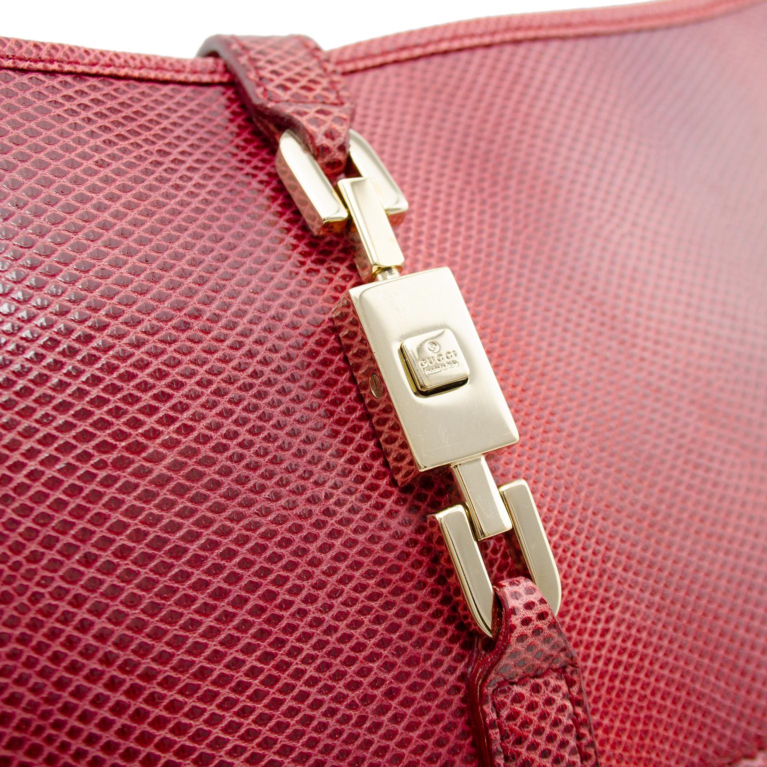 Women's 1990s Tom Ford for Gucci Mini Red Reptile Effect Jackie O Bag 