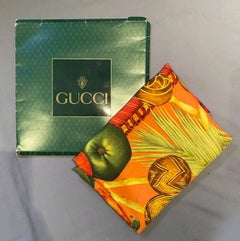 1990s Tom Ford for Gucci Tropical Print Red Pink Silk Scarf