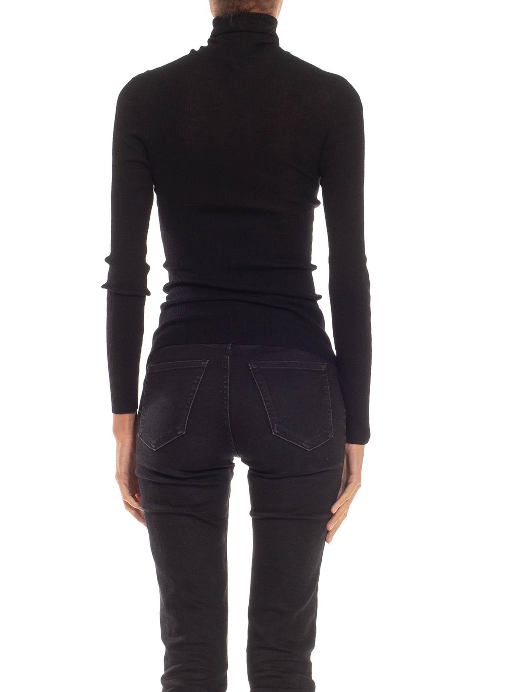 Women's 1990S TOM FORD GUCCI Black Fine Sheer Turtleneck Sweater