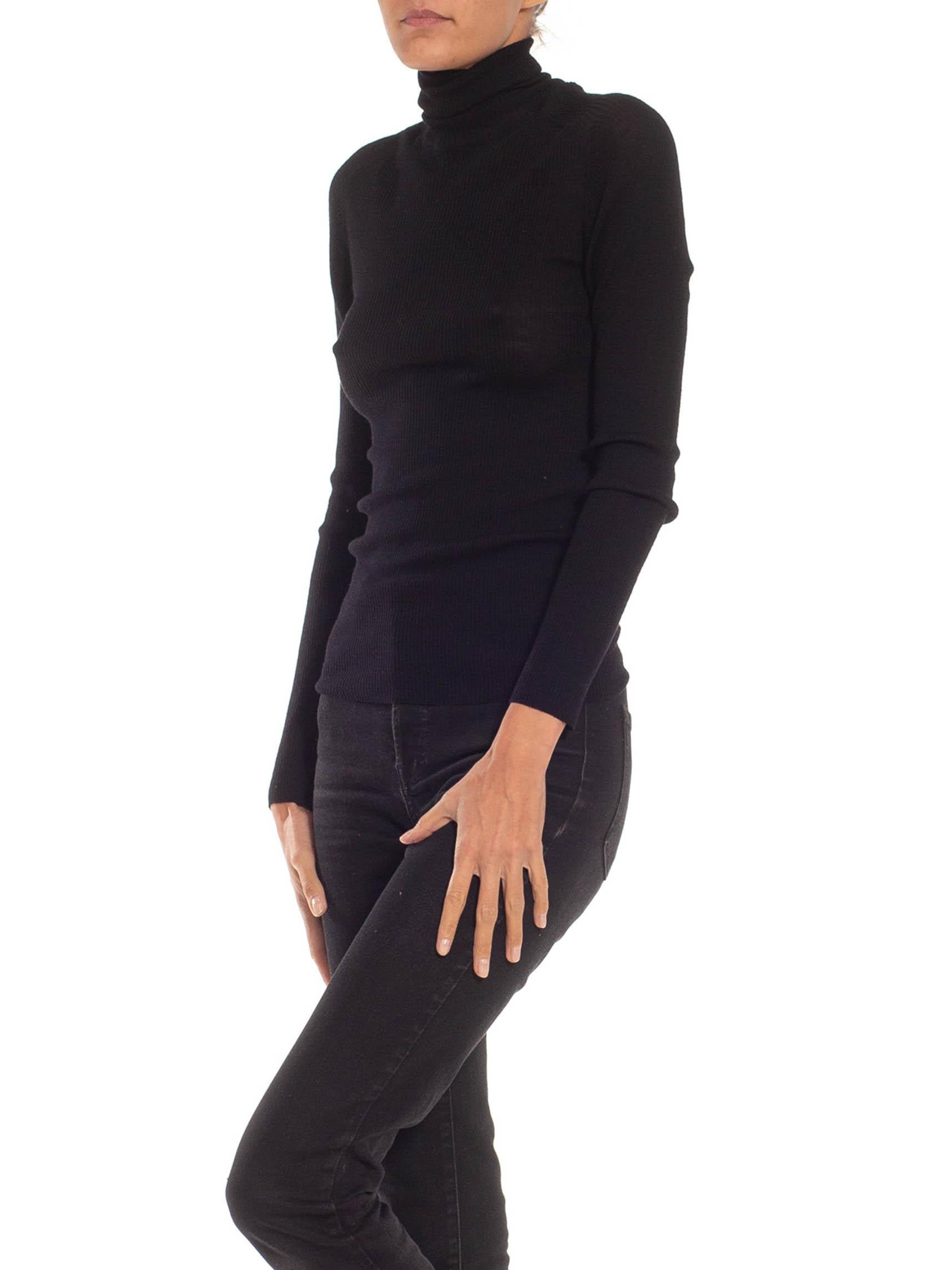 1990S TOM FORD GUCCI Black Fine Sheer Turtleneck Sweater 2