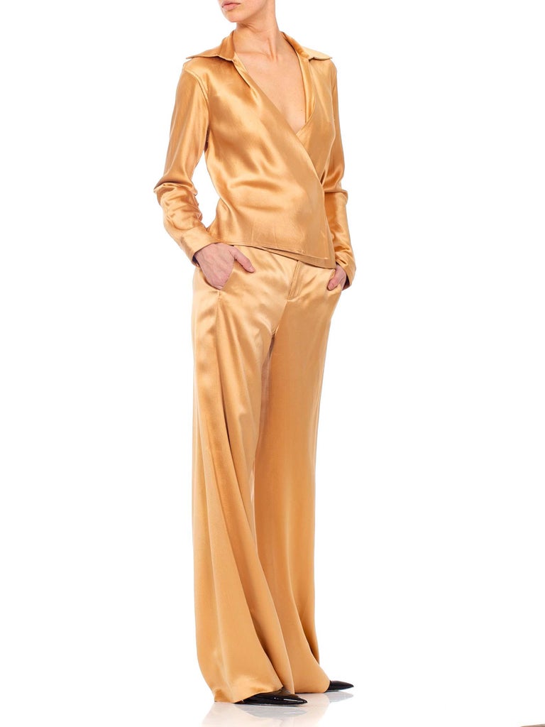 1990s Tom Ford GUCCI Gold Silk Satin Pant Suit at 1stDibs