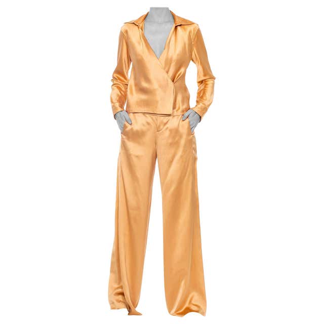 1990s Tom Ford GUCCI Gold Silk Satin Pant Suit at 1stDibs