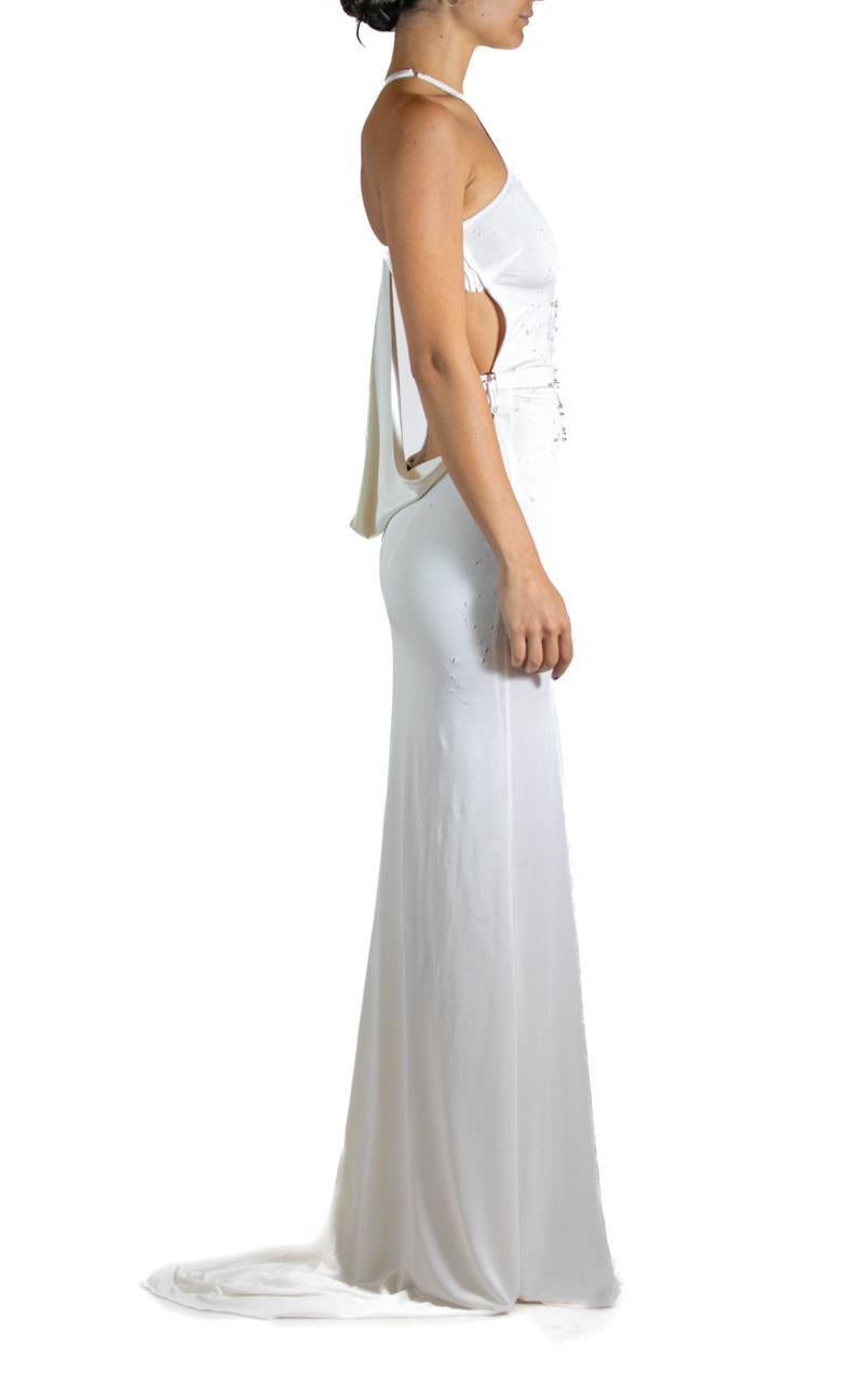 1990S TOM FORD GUCCI White Jersey Safety Pinned Cocktail Dress In Good Condition For Sale In New York, NY