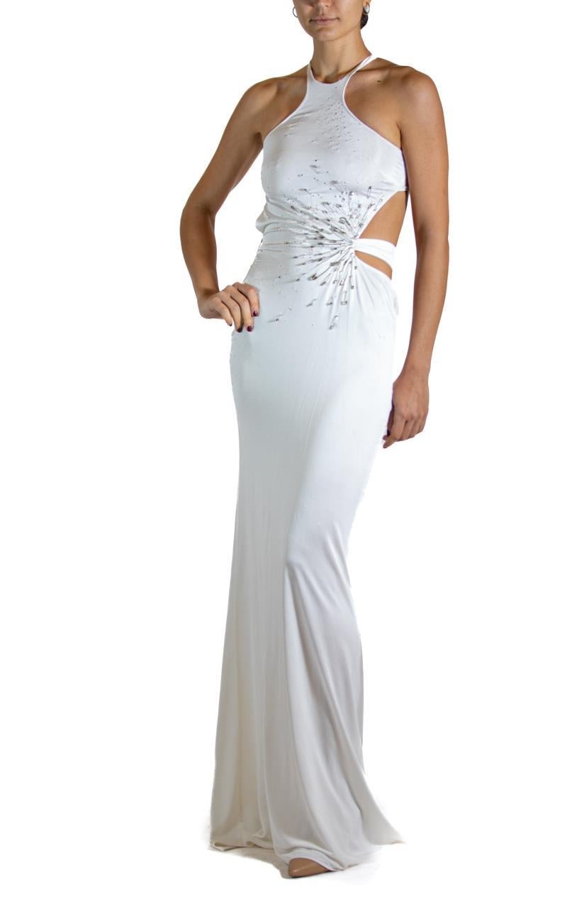Women's 1990S TOM FORD GUCCI White Jersey Safety Pinned Cocktail Dress For Sale