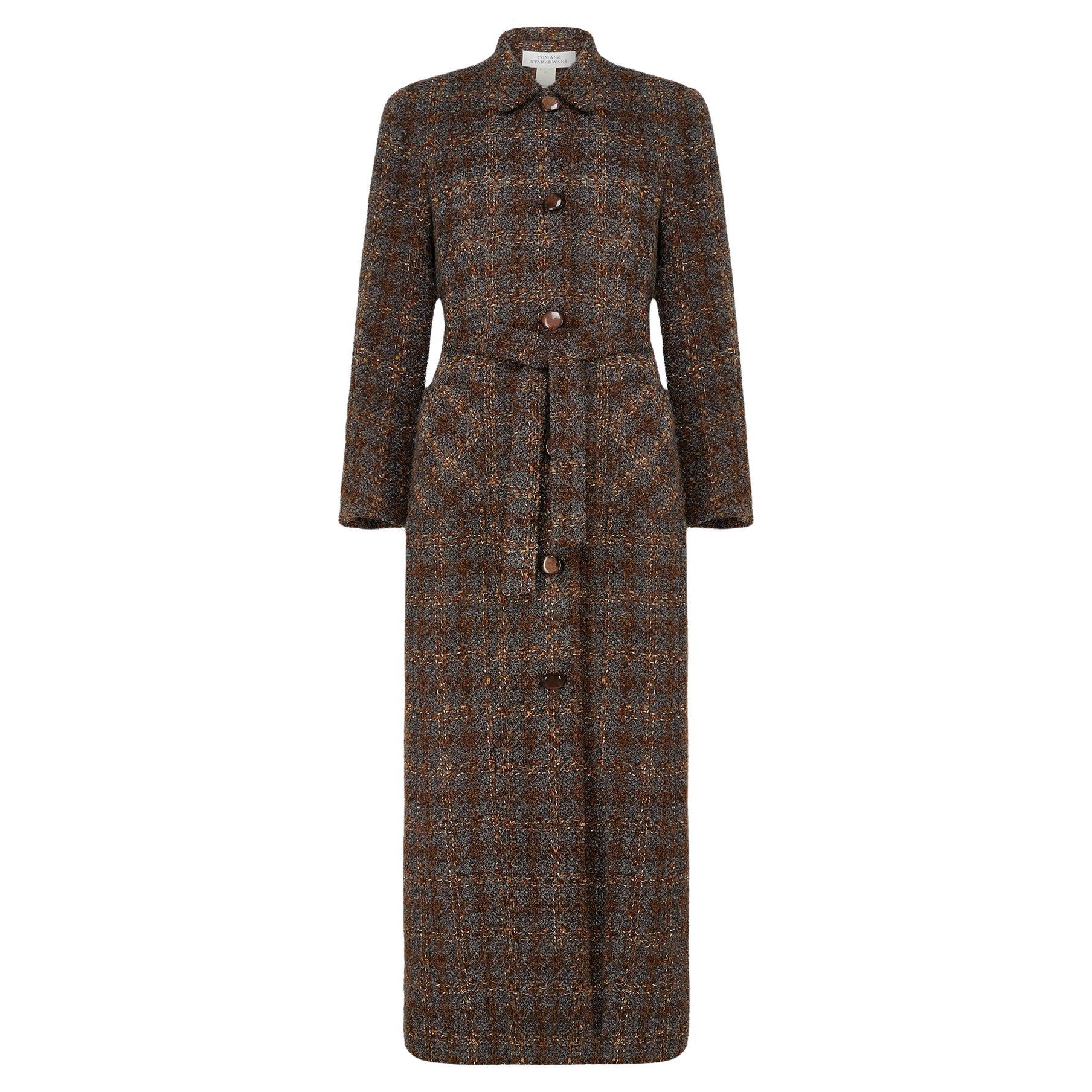 Coates anni 
90 Tomasz Starzewski Marrone Grigio in lana Boucle in vendita