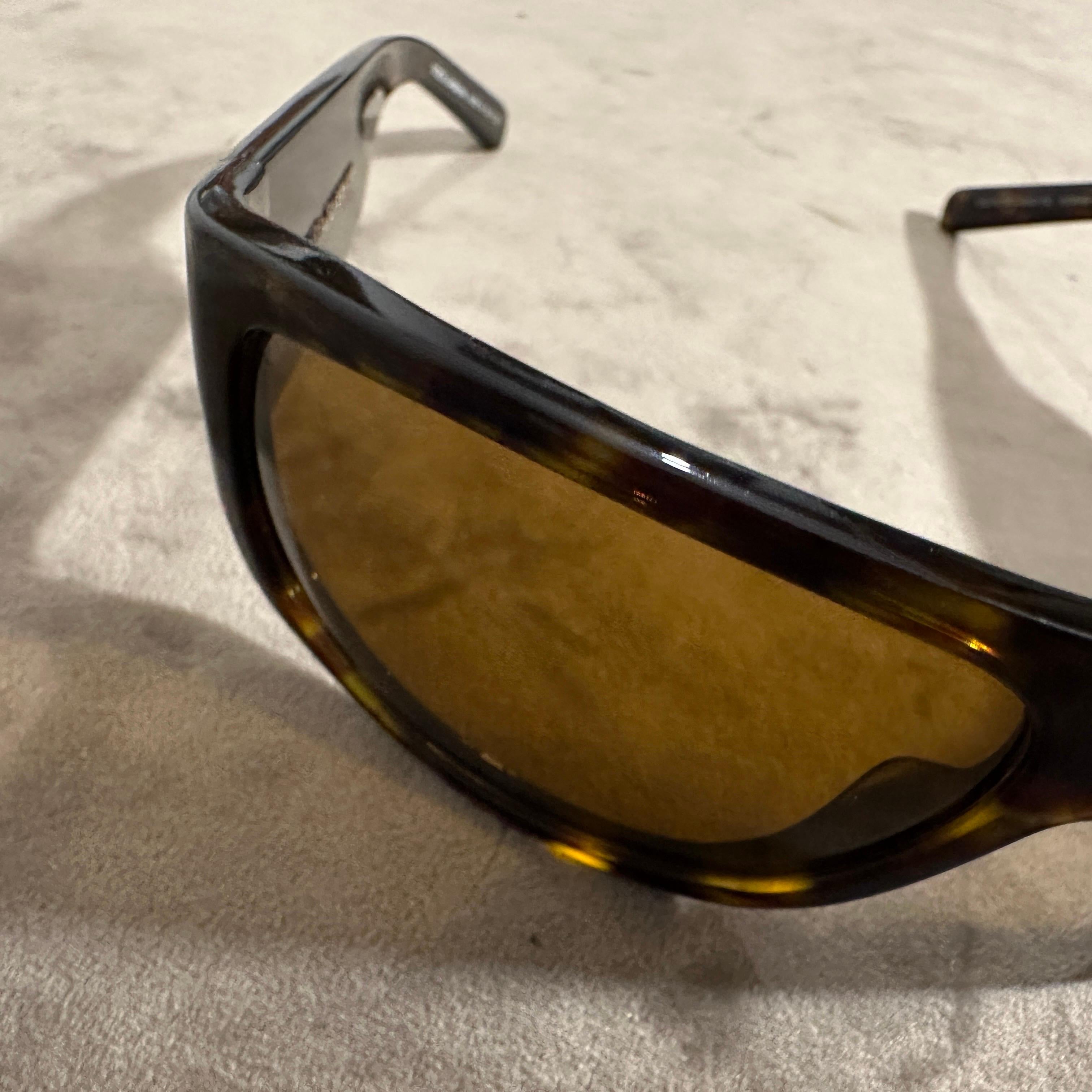 Black 1990s Tortoiseshell Acetate Mask Sunglasses by Dolce & Gabbana For Sale
