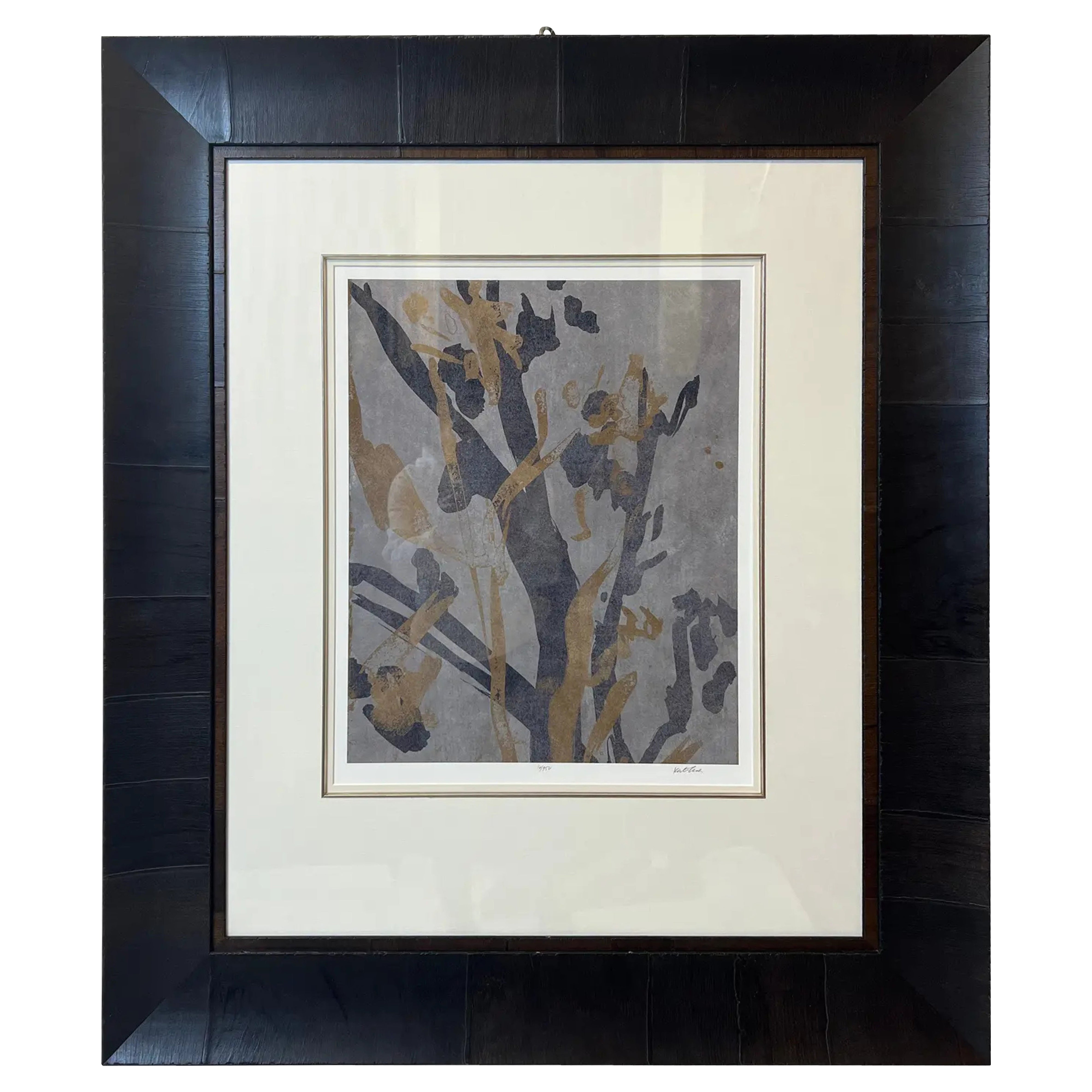 1990s "Traces I" Abstract Botanical Print, Concave Frame For Sale