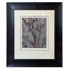 1990s “Traces I” Contemporary Abstract Botanical Print in Concave Wood Frame