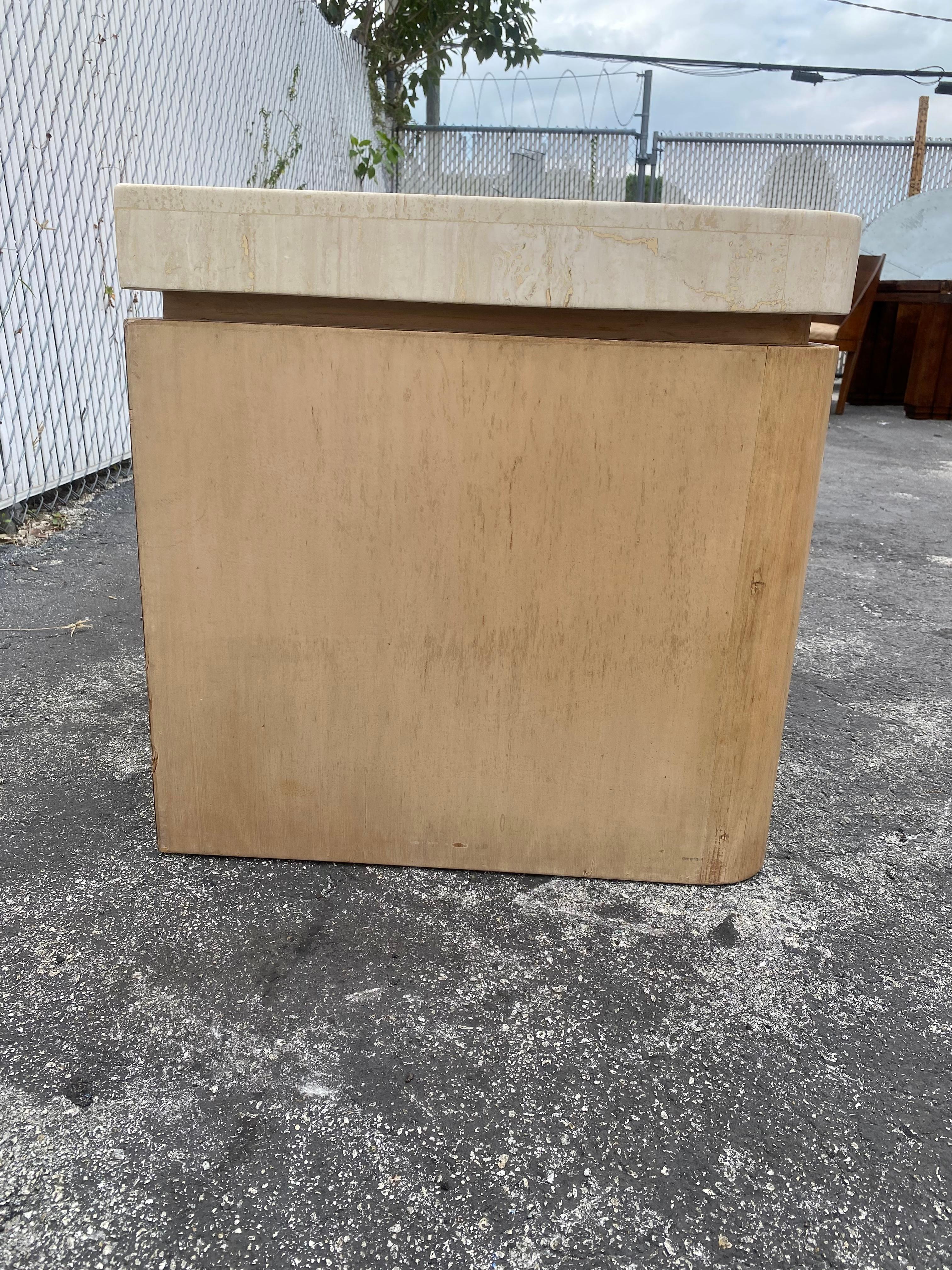 1990s Large Travertine and Wood Night Stands End Table For Sale 8