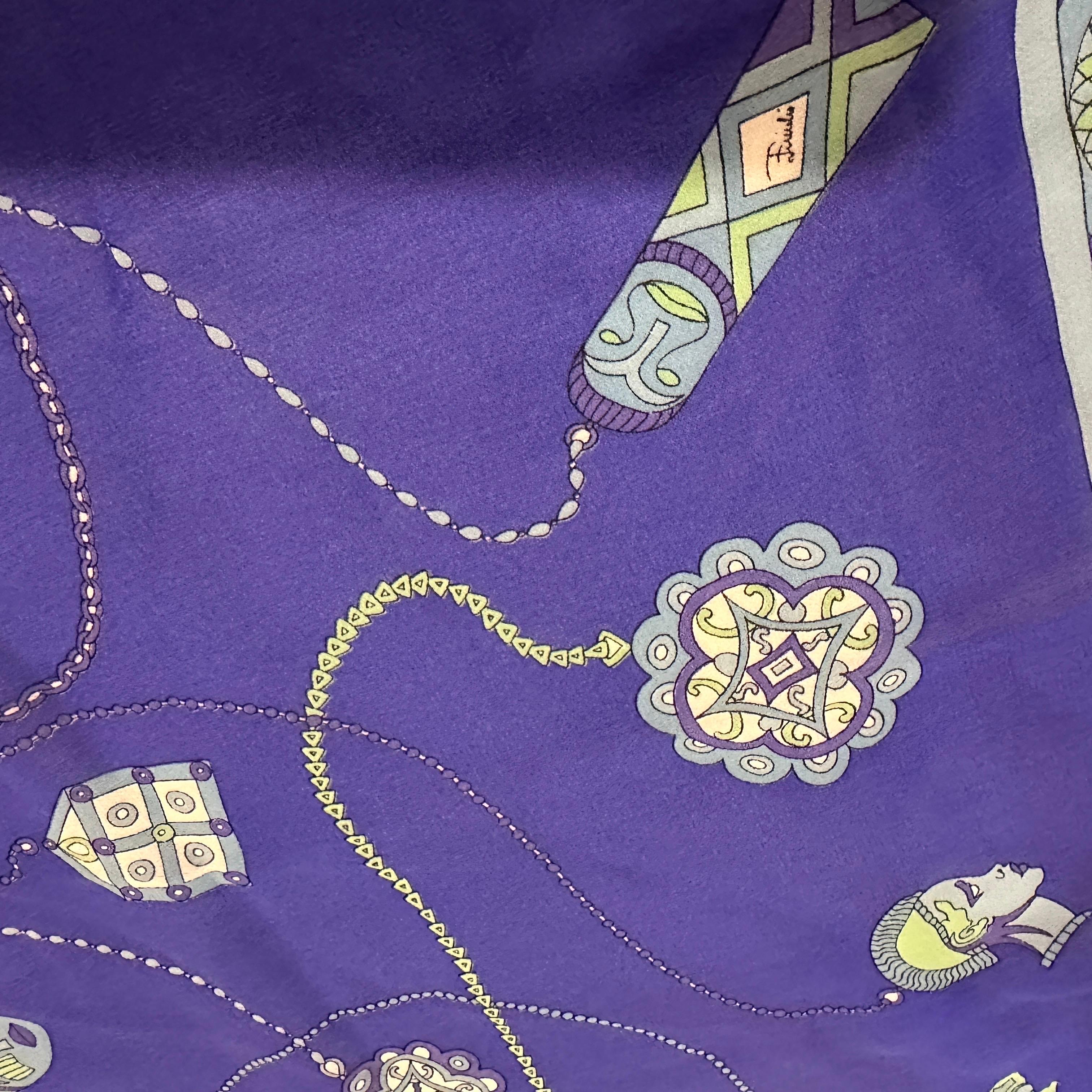 Sciarpa in seta blu di Emilio Pucci ispirata al Tribal Art degli anni '90 in vendita 5