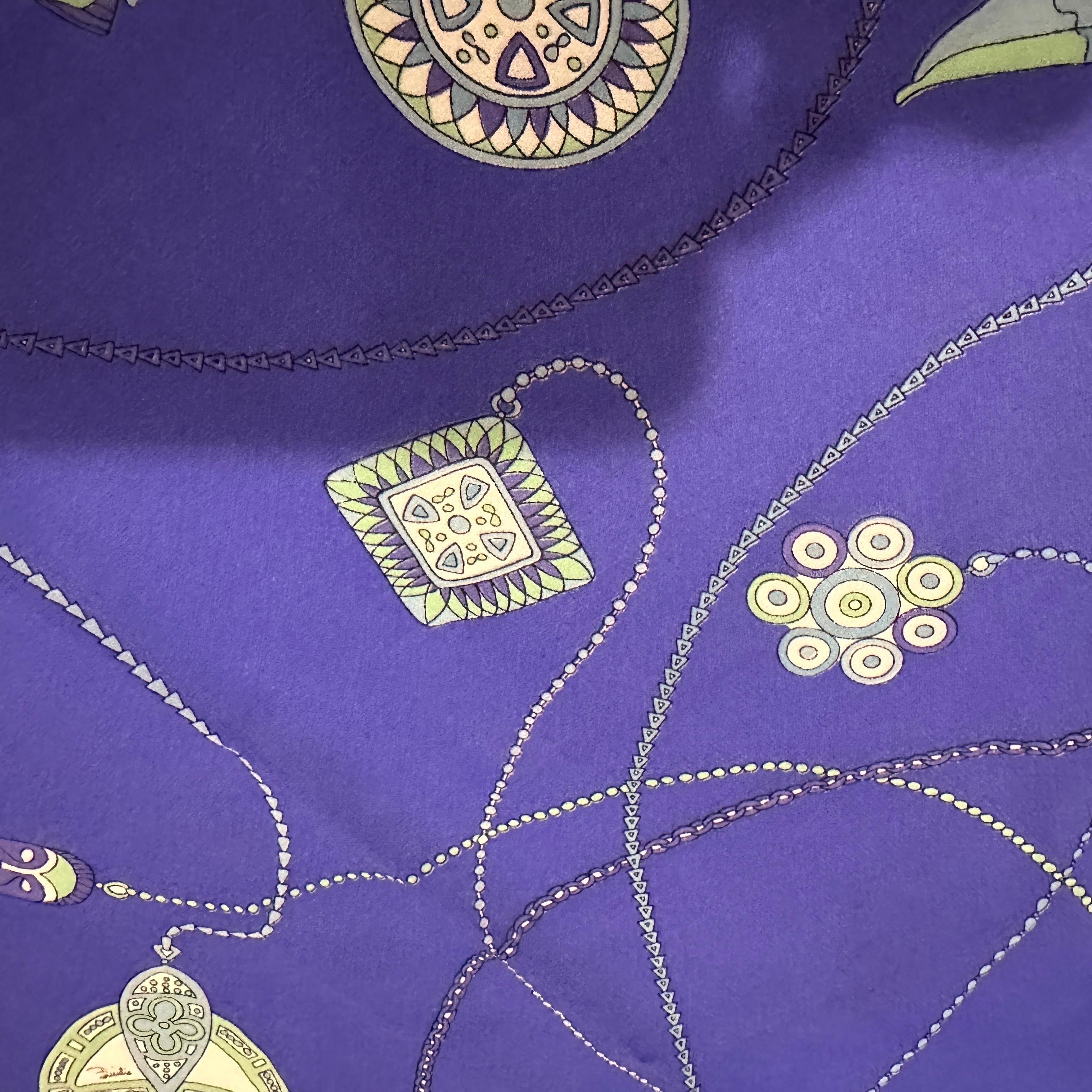 Sciarpa in seta blu di Emilio Pucci ispirata al Tribal Art degli anni '90 in vendita 6
