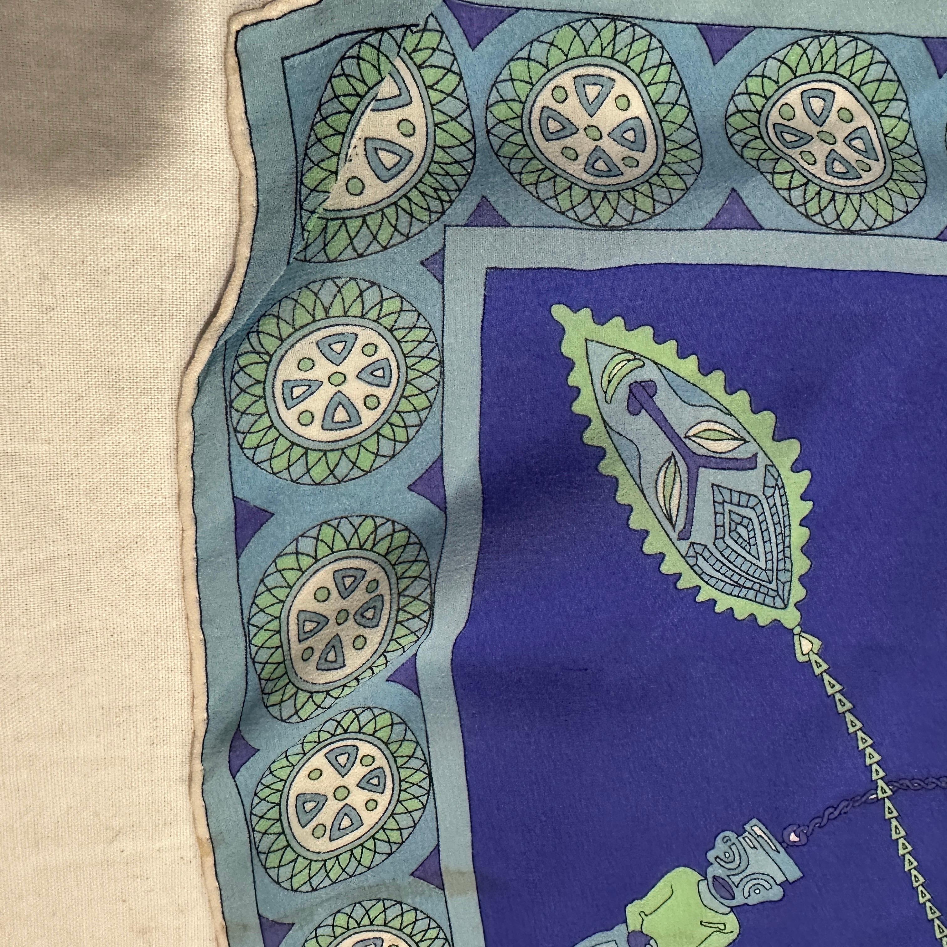 Sciarpa in seta blu di Emilio Pucci ispirata al Tribal Art degli anni '90 in vendita 11