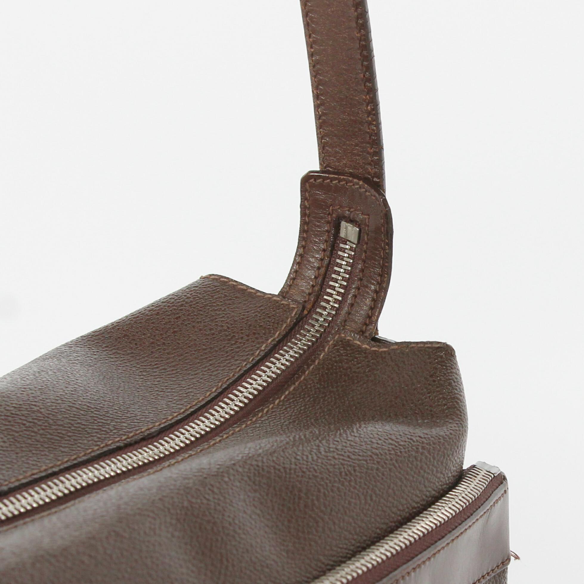 1990s Trussardi Brown Laeather Shoulder Bag 5