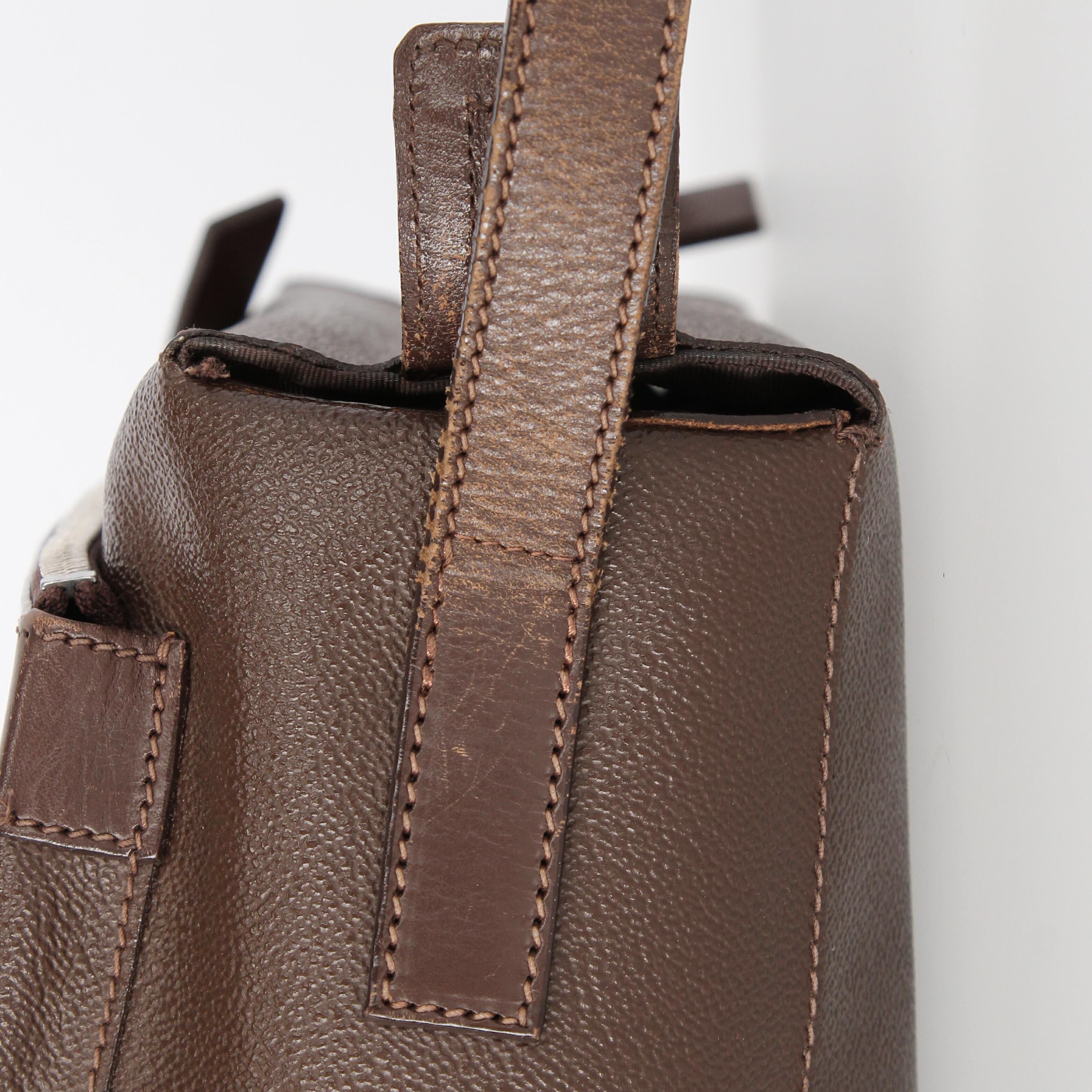 1990s Trussardi Brown Laeather Shoulder Bag 6