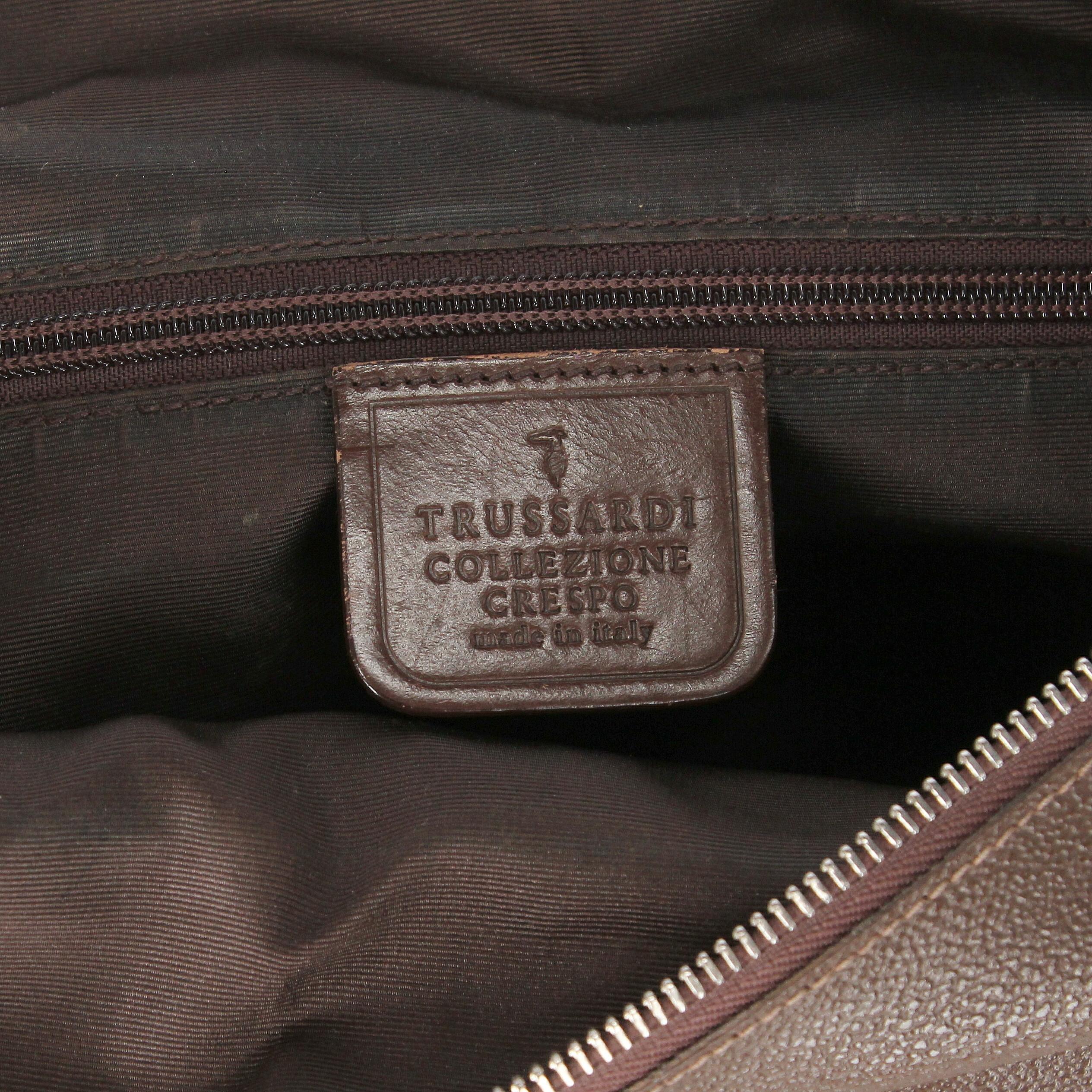 1990s Trussardi Brown Laeather Shoulder Bag 8