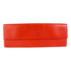 Vintage 1990s Trussardi Orange Leather Rectangular Clutch Bag