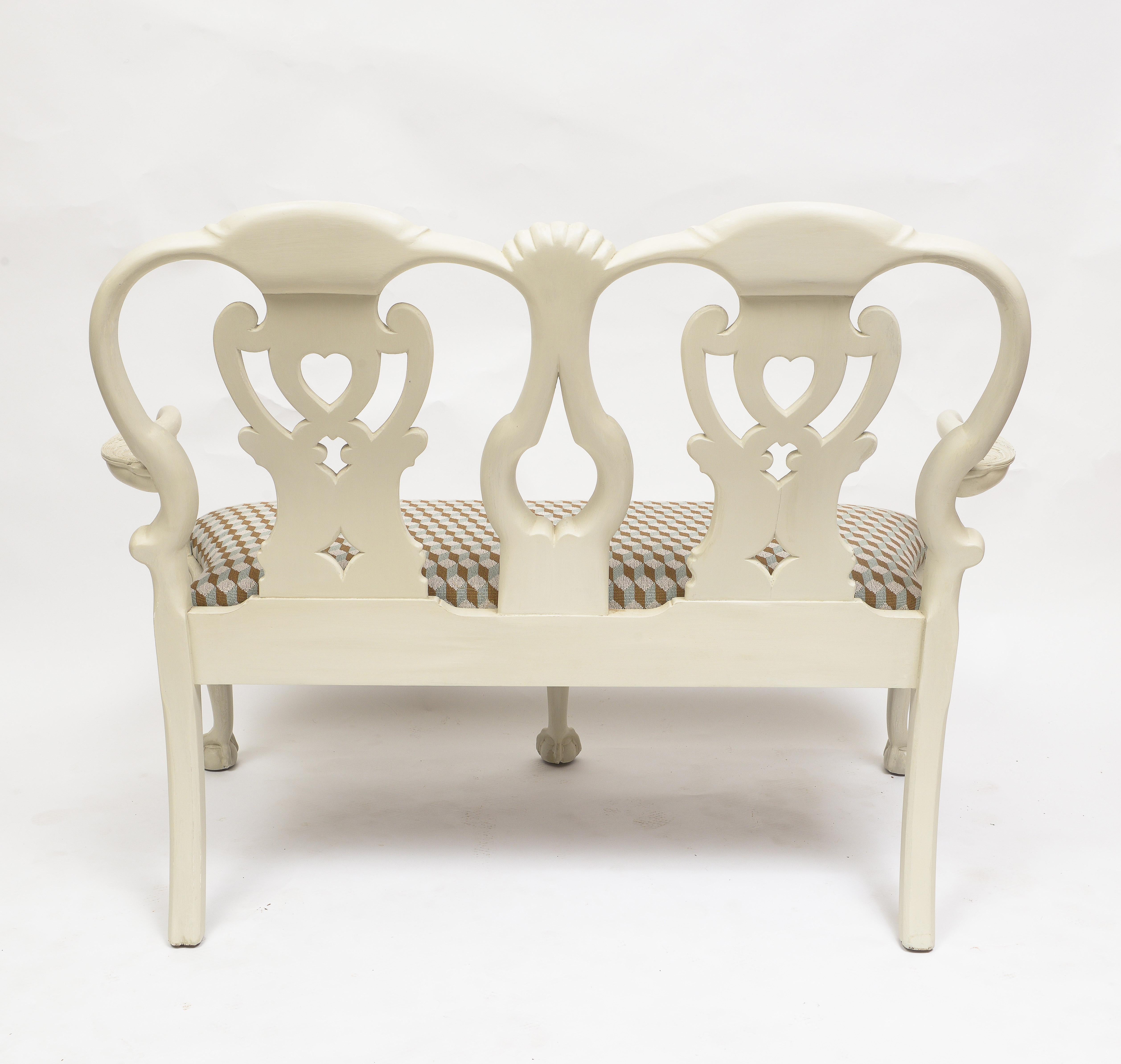 British 1990s Two Chair-Back Painted Settee For Sale