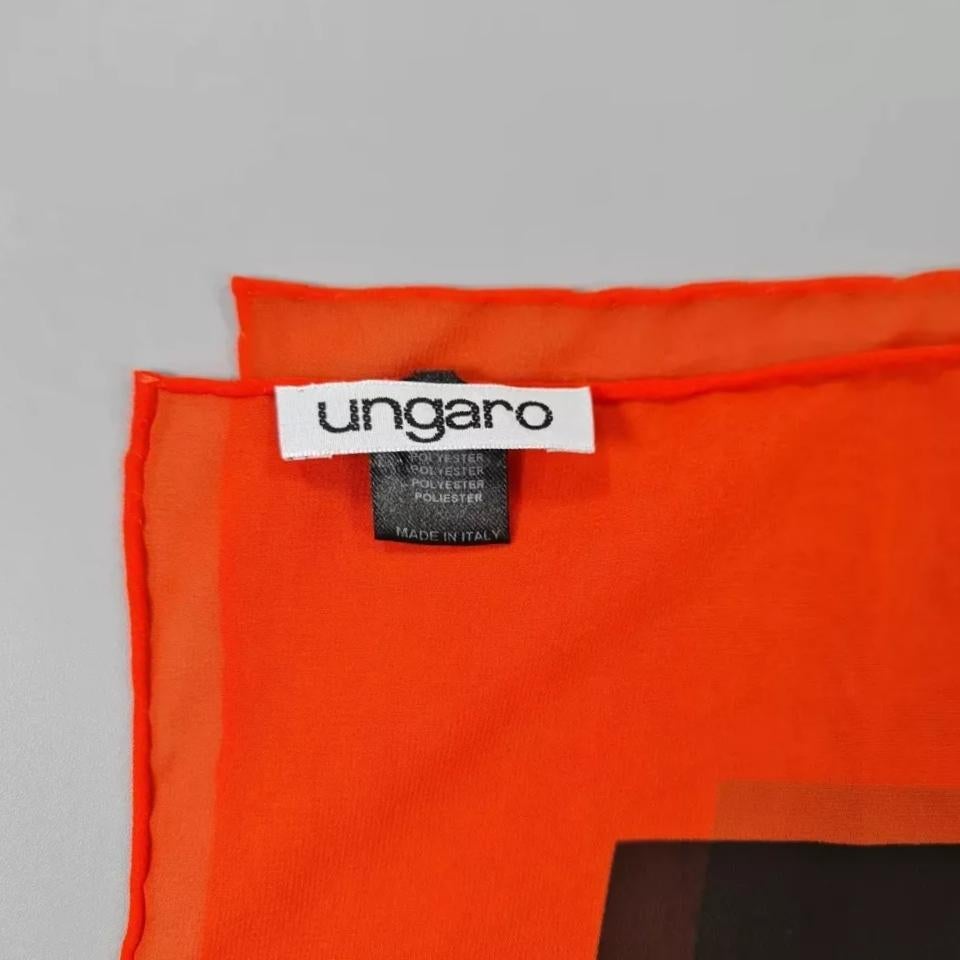 Brown 1990s Emanuel Ungaro Abstract Floral Orange Purple Scarf For Sale