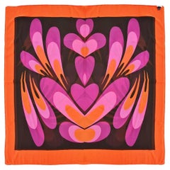 1990 Emanuel Ungaro Foulard floral abstrait orange violet