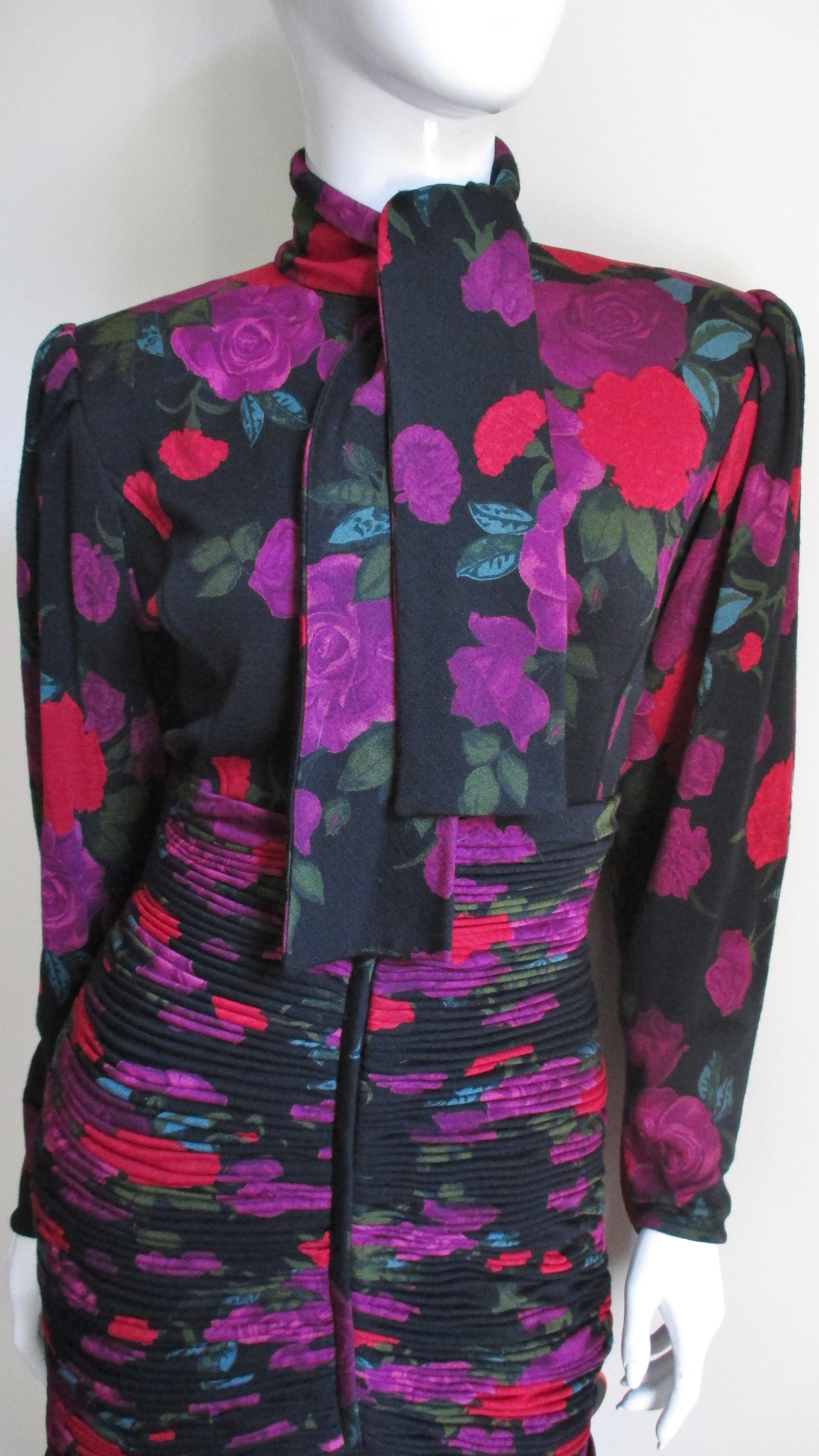 Emanuel Ungaro 1980s Dress with Ruching In Good Condition For Sale In Water Mill, NY