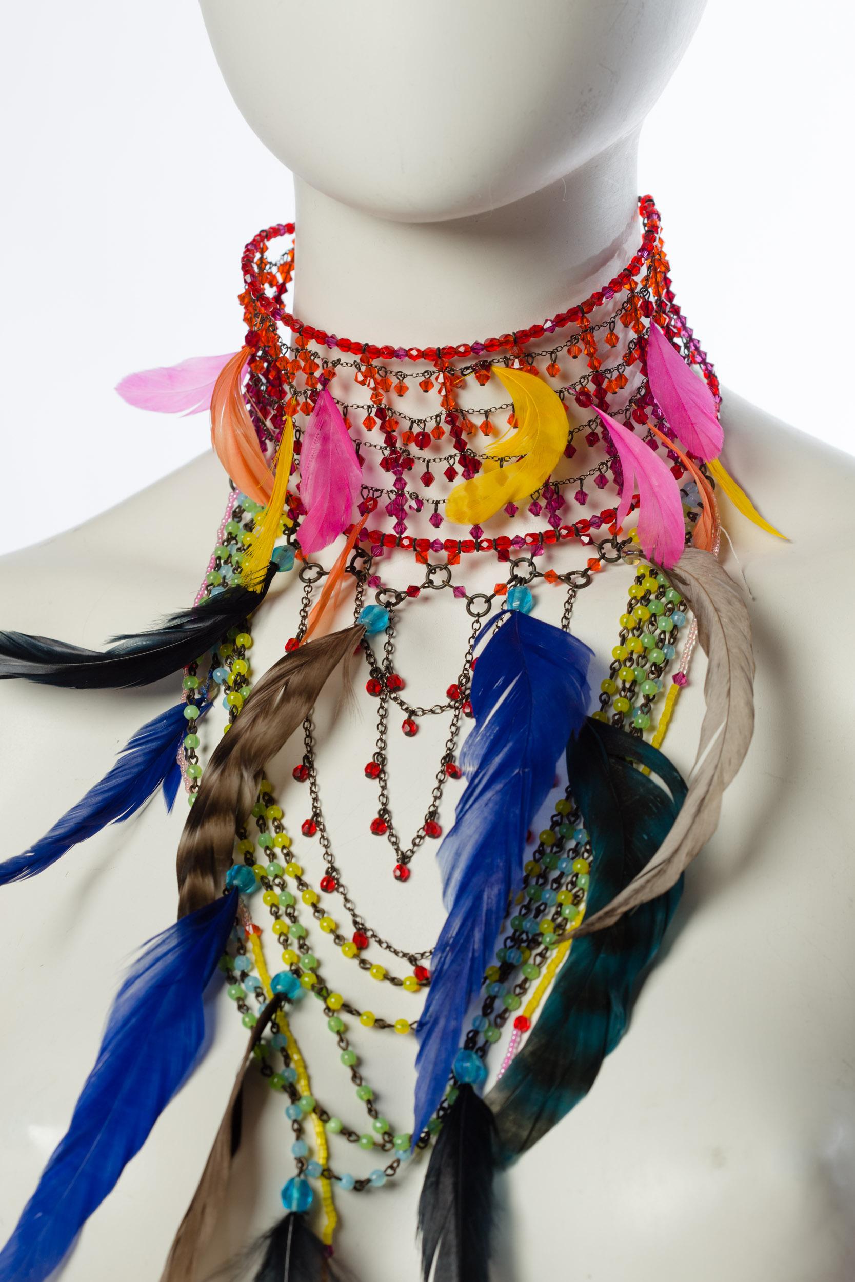 Very in the vibe of late 1990s Galliano Dior with the Masai African choker style. Super sparkly cut glass crystals. 