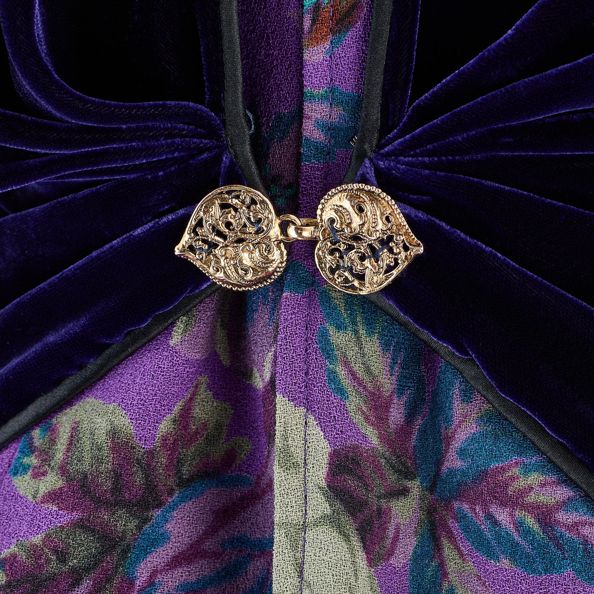 Abito floreale in velluto viola Ungaro Paralelle anni '90 In condizioni buone in vendita a London, GB