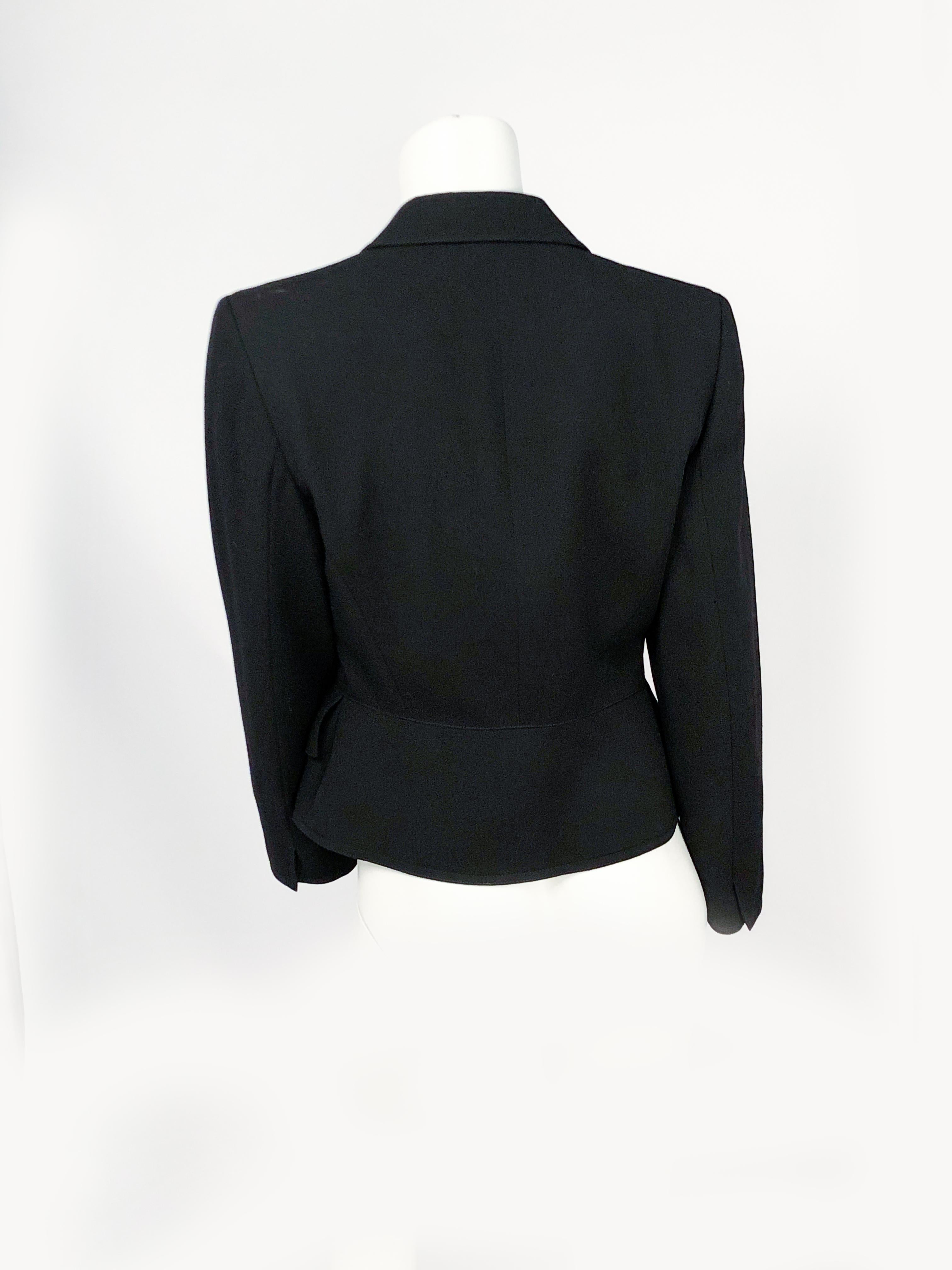 1990s Valentino Black Jacket with Cordé Flower Closure For Sale 1