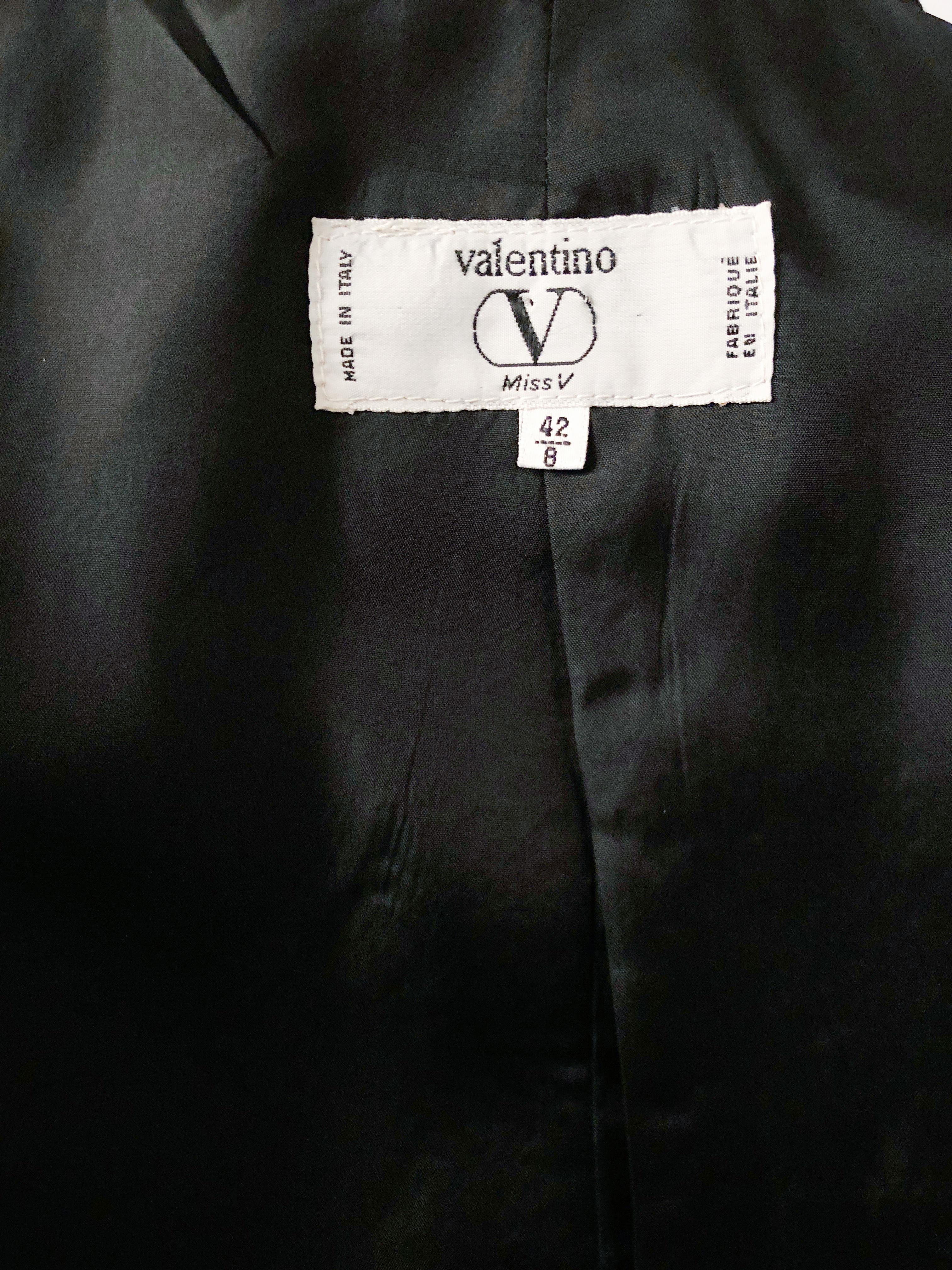 1990s Valentino Black Jacket with Cordé Flower Closure For Sale 2