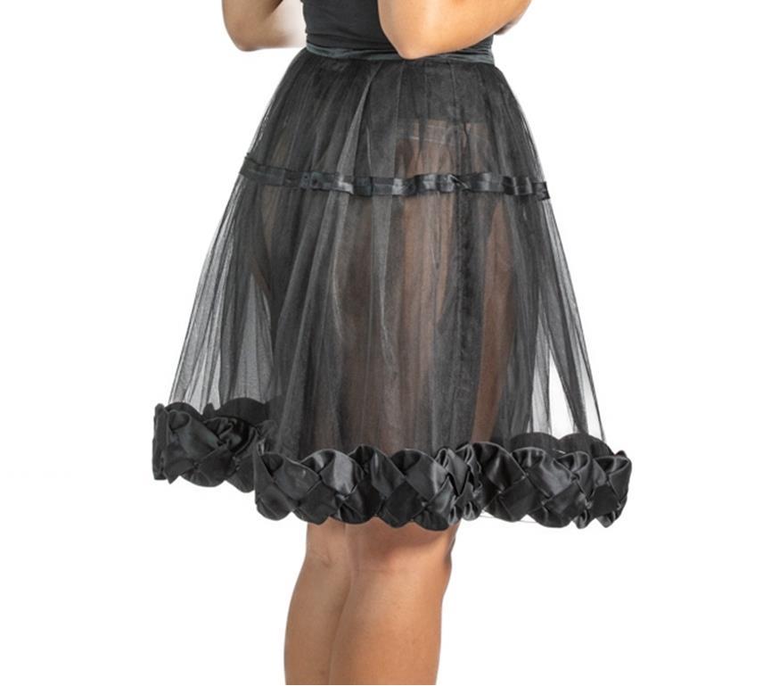 Women's 1990S VALENTINO Black Nylon Tulle Sheer Skirt For Sale