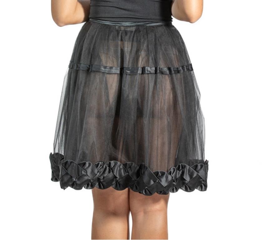 1990S VALENTINO Black Nylon Tulle Sheer Skirt For Sale 1