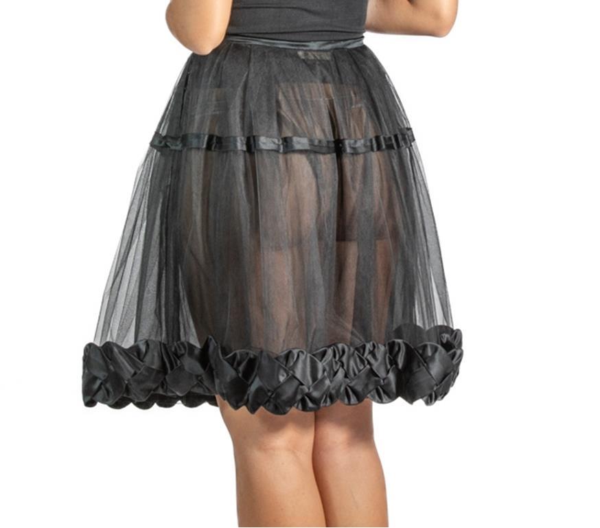 1990S VALENTINO Black Nylon Tulle Sheer Skirt For Sale 2