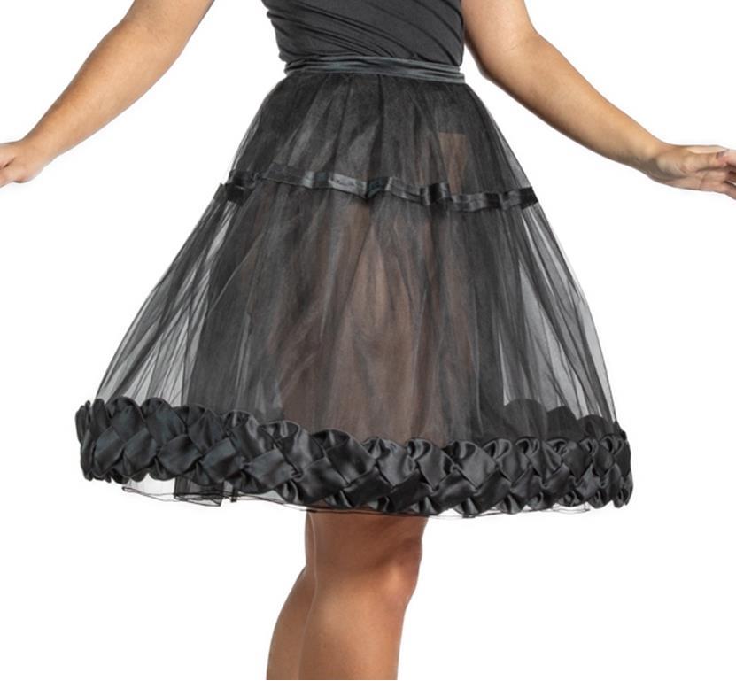 1990S VALENTINO Black Nylon Tulle Sheer Skirt For Sale 3