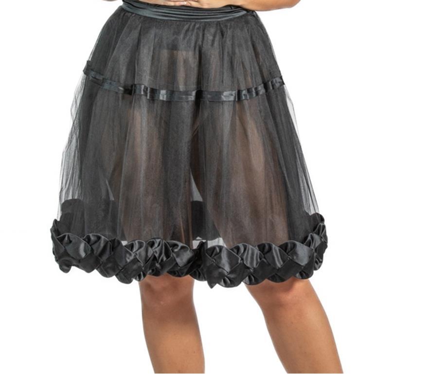 1990S VALENTINO Black Nylon Tulle Sheer Skirt For Sale 4