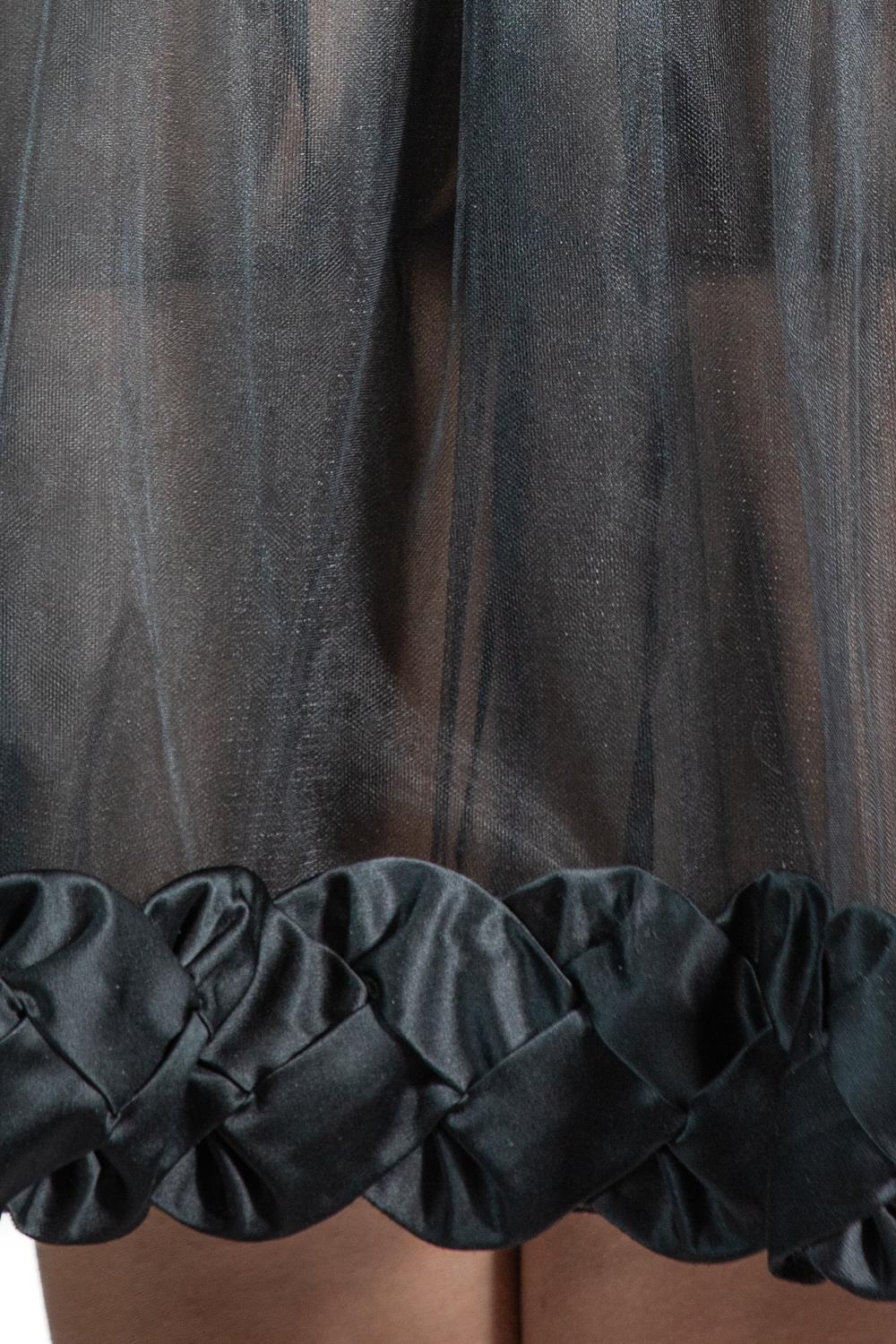 1990S VALENTINO Black Nylon Tulle Sheer Skirt For Sale 5