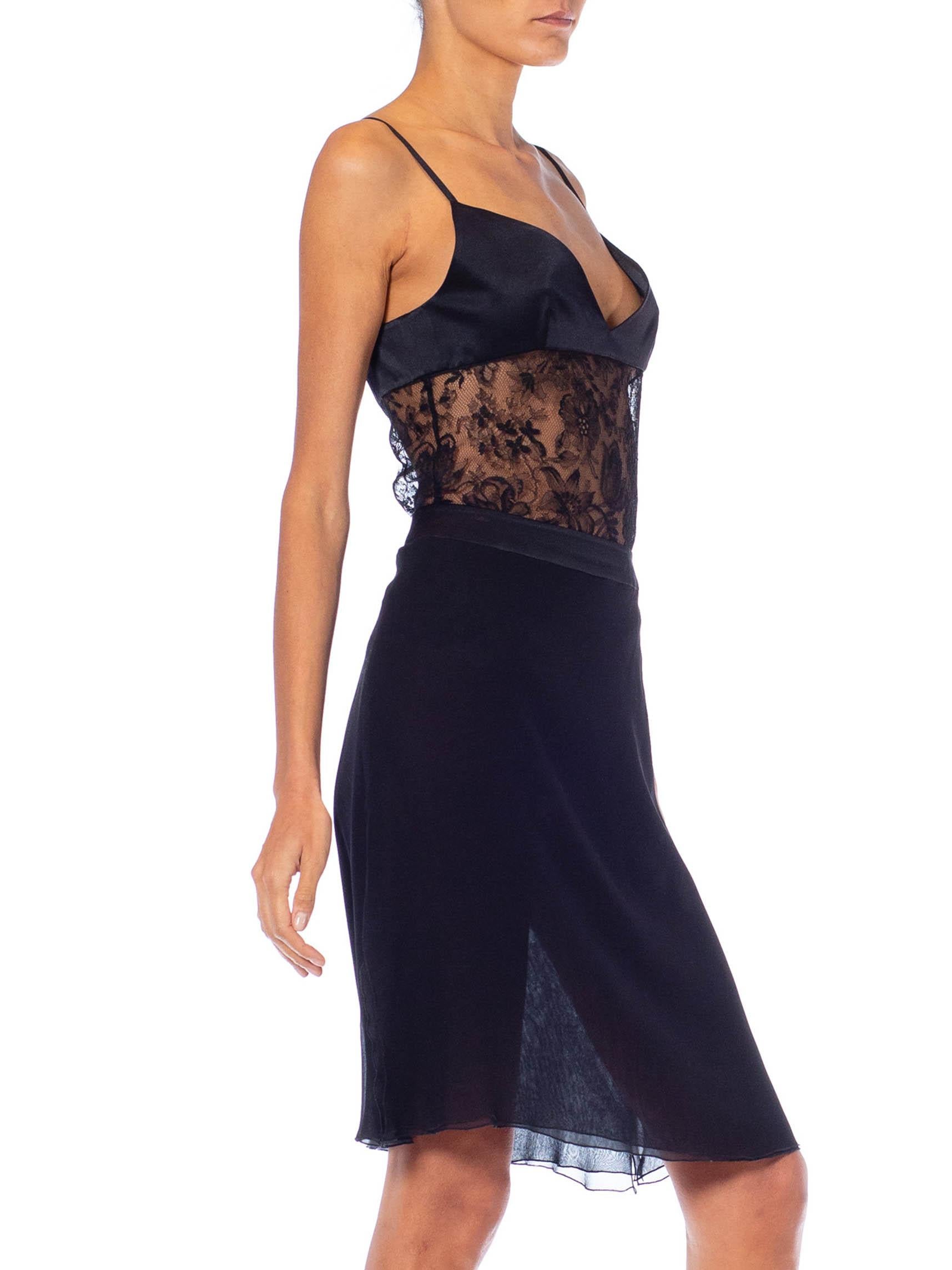1990S Valentino Black Silk Chiffon & Lace Bra Top Cami Mini Skirt Ensemble Nwt For Sale 5