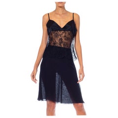 1990S VALENTINO Black Silk Chiffon & Lace Bra Top Cami Mini Skirt Ensemble NWT