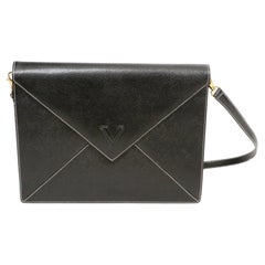 1990's VALENTINO black textured leather convertible 'envelope' clutch bag
