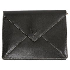  1990's VALENTINO black textured leather convertible 'envelope' clutch bag