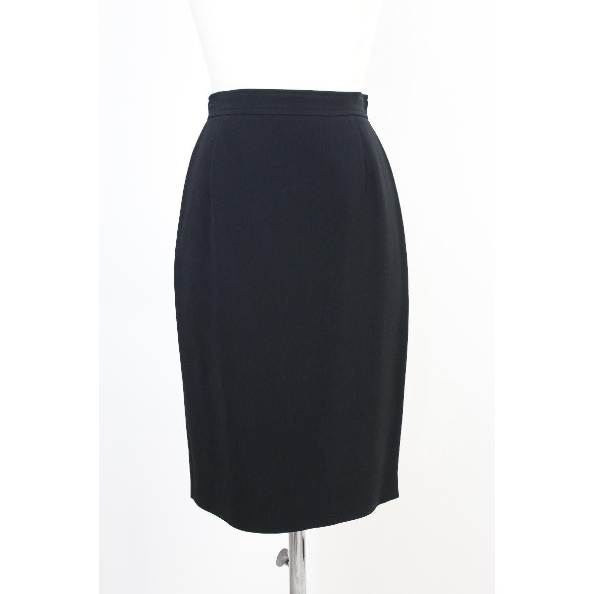 Women's 1990s Valentino Black Viscose Classic Formal Tailleur Suit Skirt