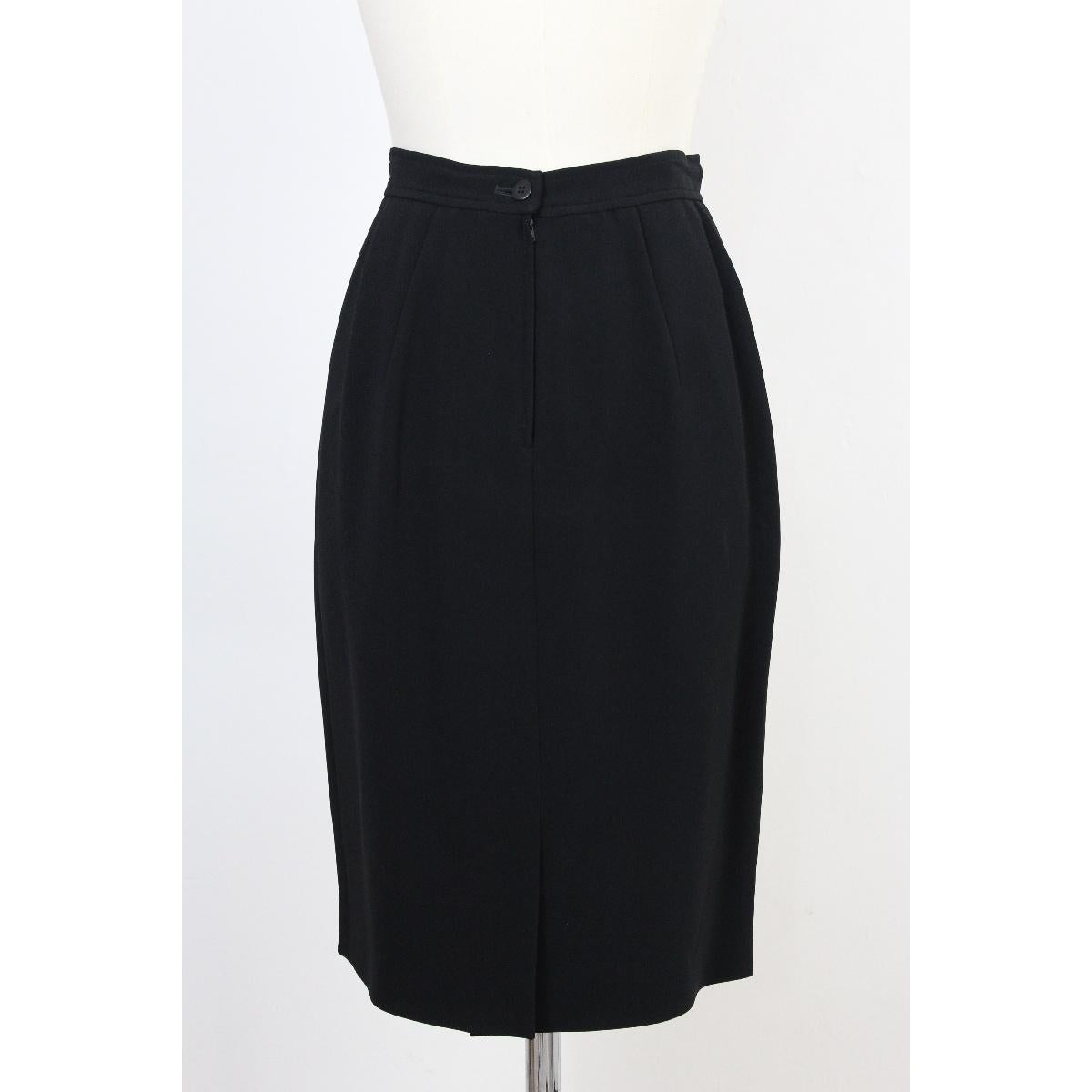 1990s Valentino Black Viscose Classic Formal Tailleur Suit Skirt 1