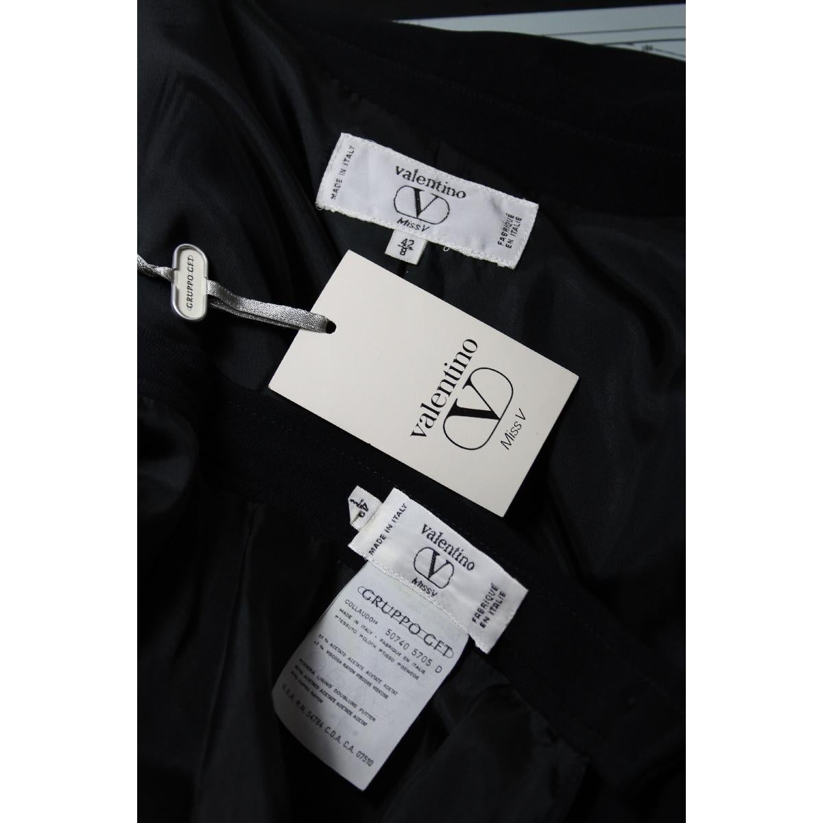 1990s Valentino Black Viscose Classic Formal Tailleur Suit Skirt 3