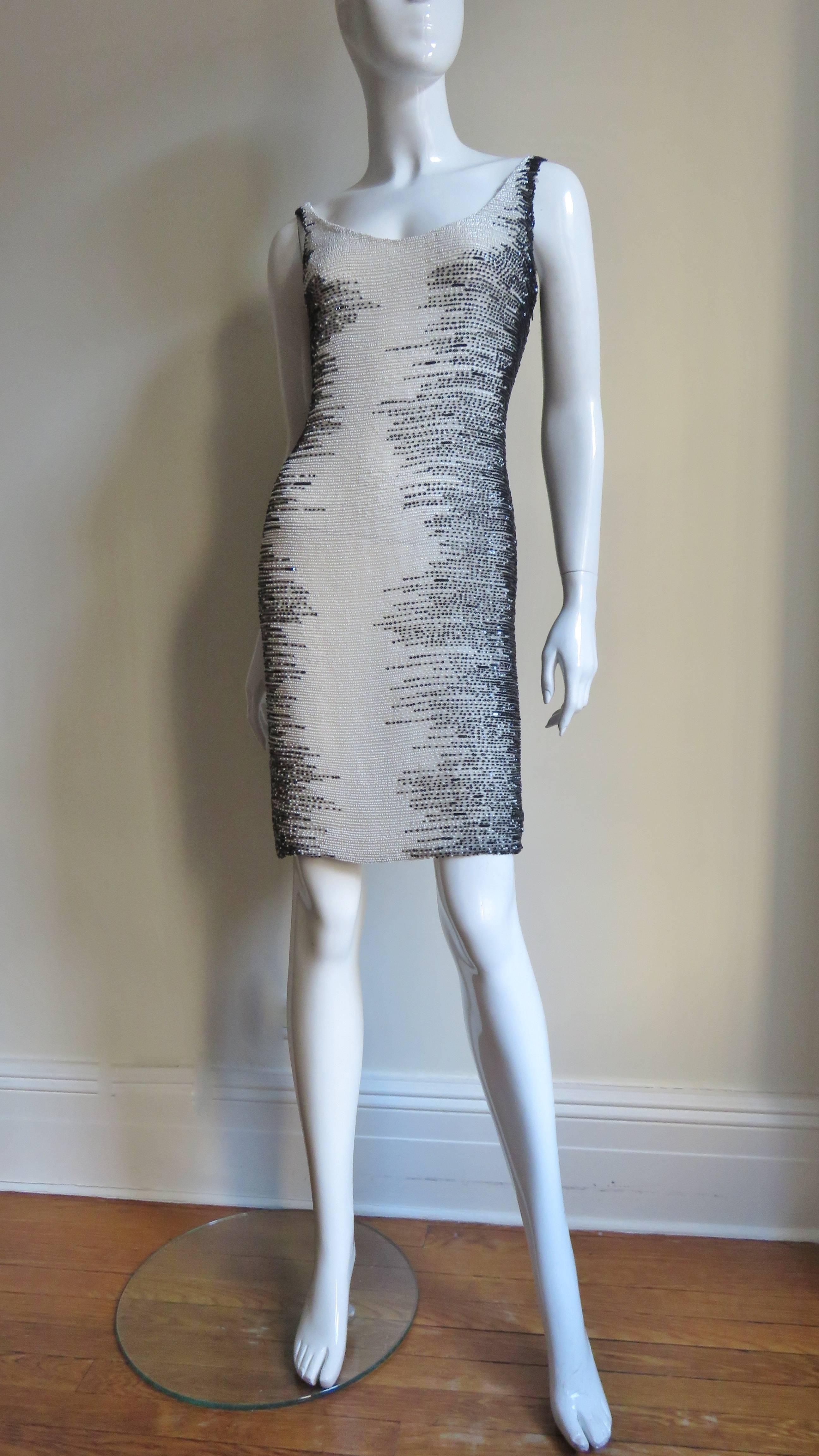 Valentino Boutique Black and White Beaded Dress For Sale 1
