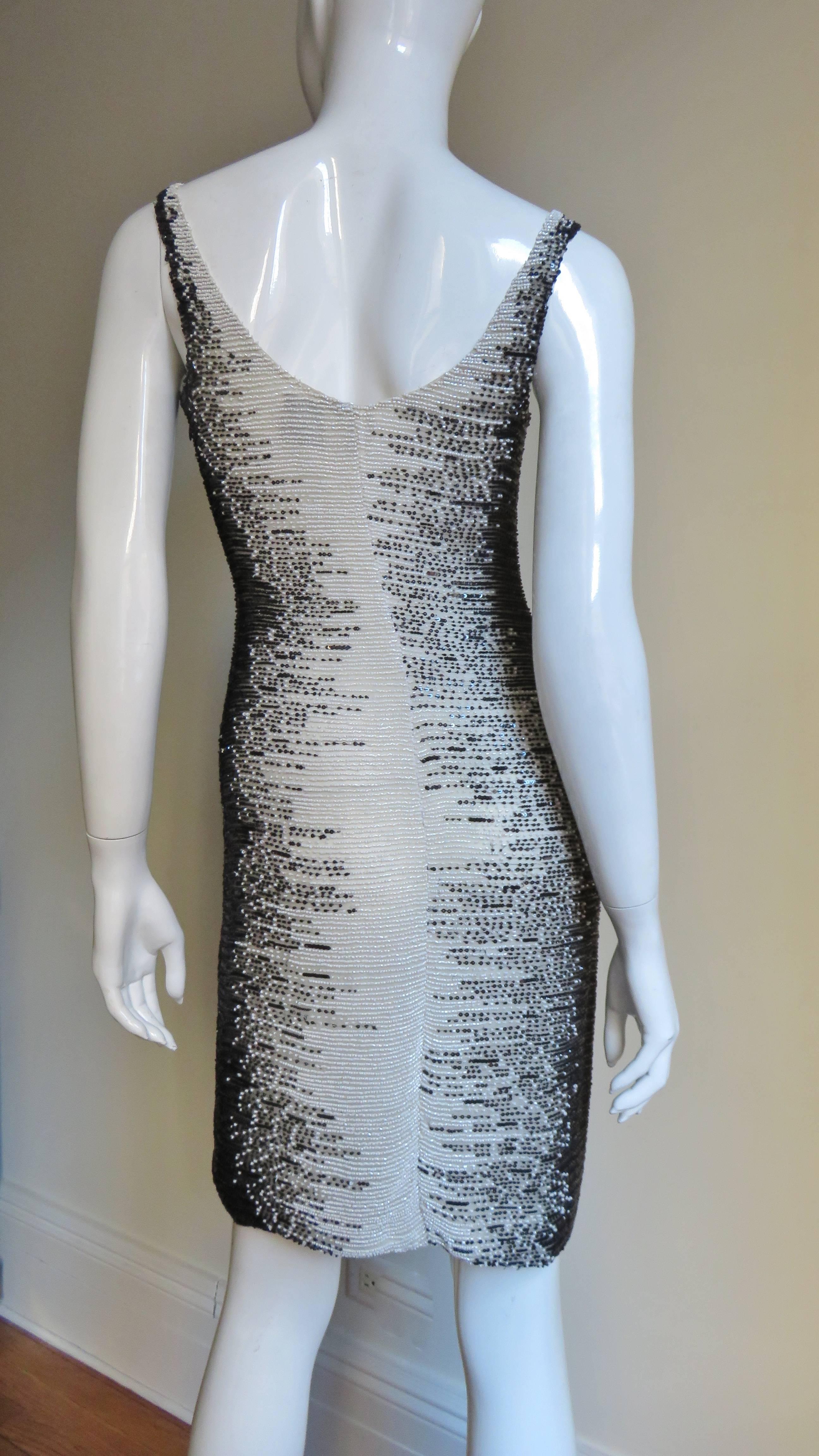 Valentino Boutique Black and White Beaded Dress For Sale 2