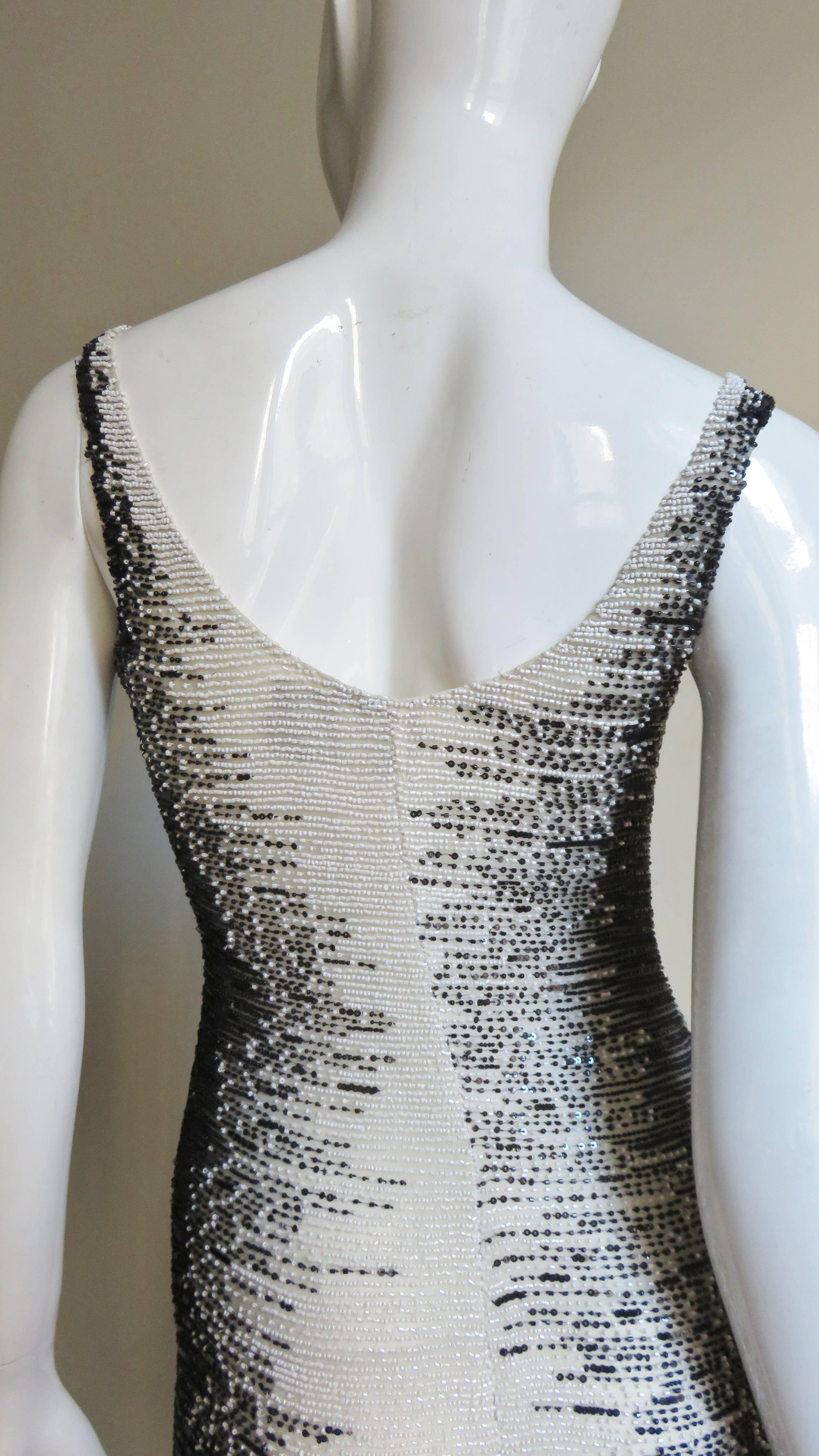 Valentino Boutique Black and White Beaded Dress For Sale 3