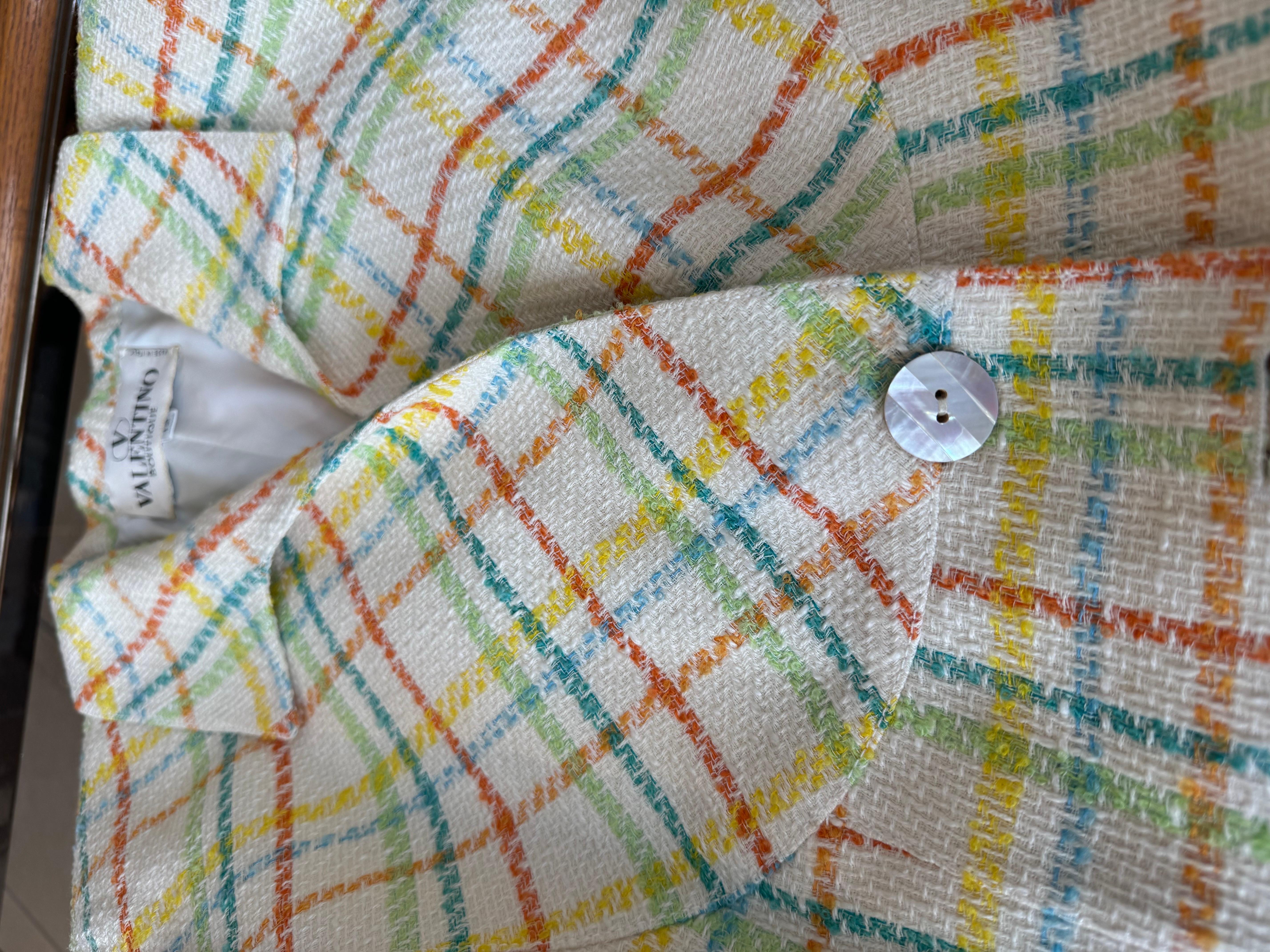 1990s Valentino Candy Color Tweed Skirt Suit For Sale 5