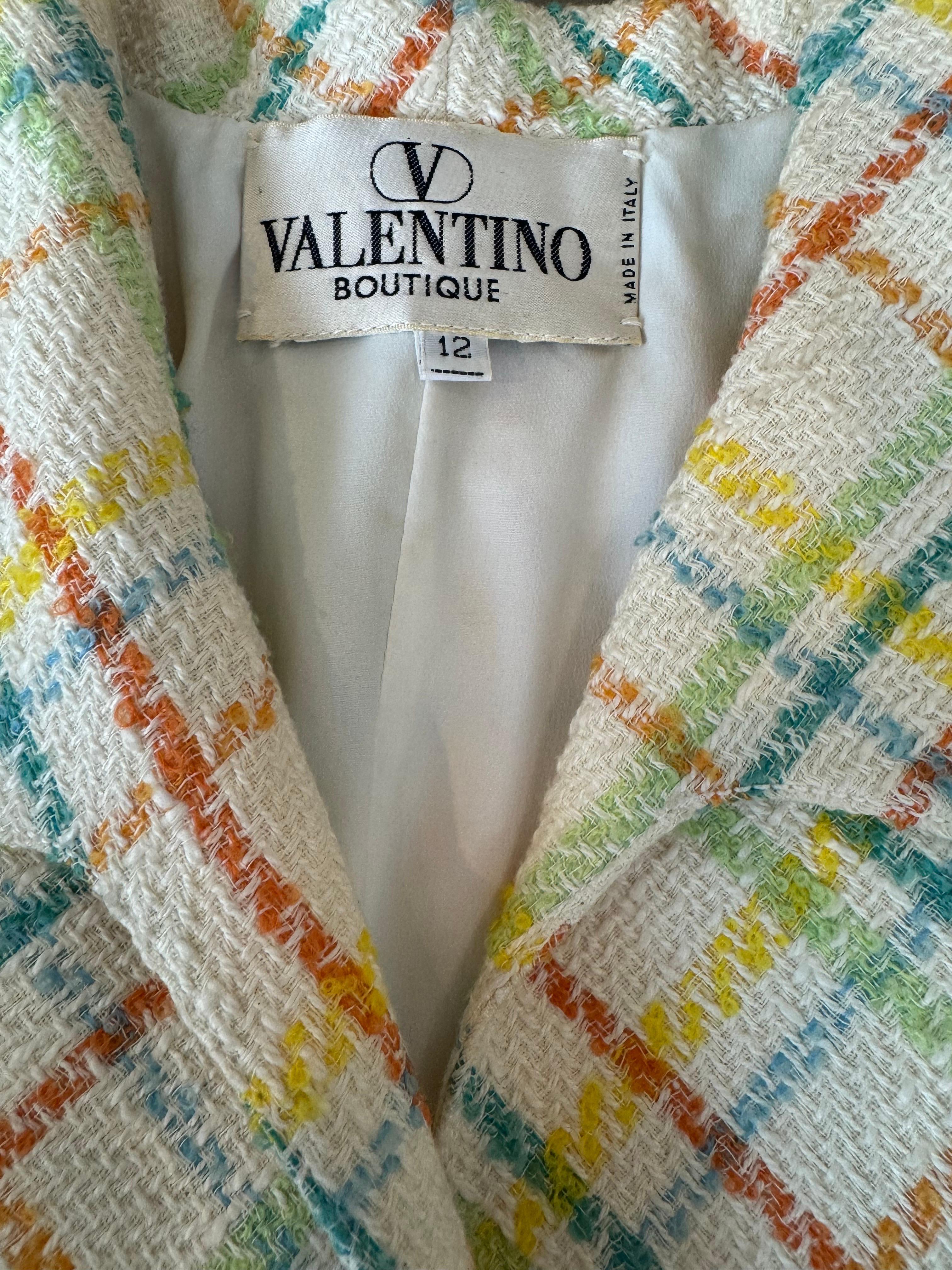 1990s Valentino Candy Color Tweed Skirt Suit For Sale 6