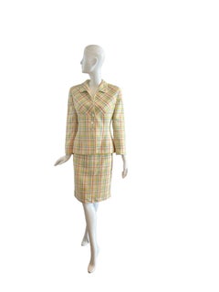 1990s Valentino Candy Color Tweed Skirt Suit