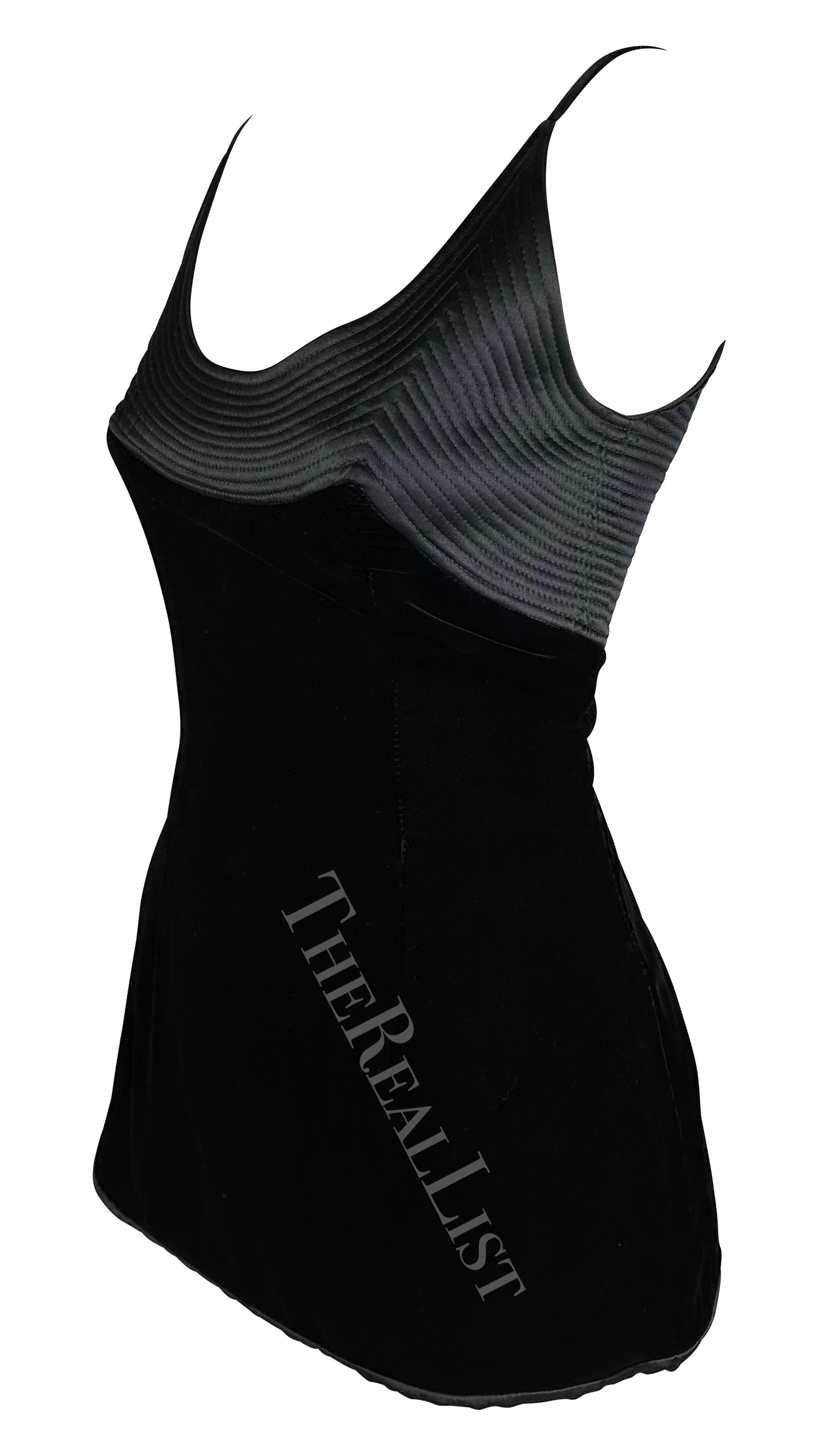 1990s Valentino Garavani Black Velvet Embroidered Tank Top In Excellent Condition For Sale In West Hollywood, CA